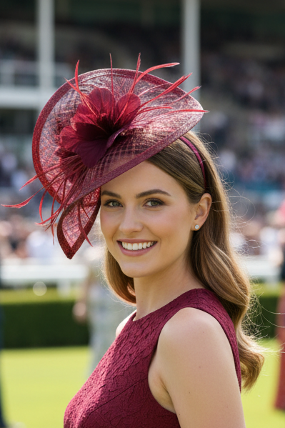 "Bella" Burgandy Fascinator