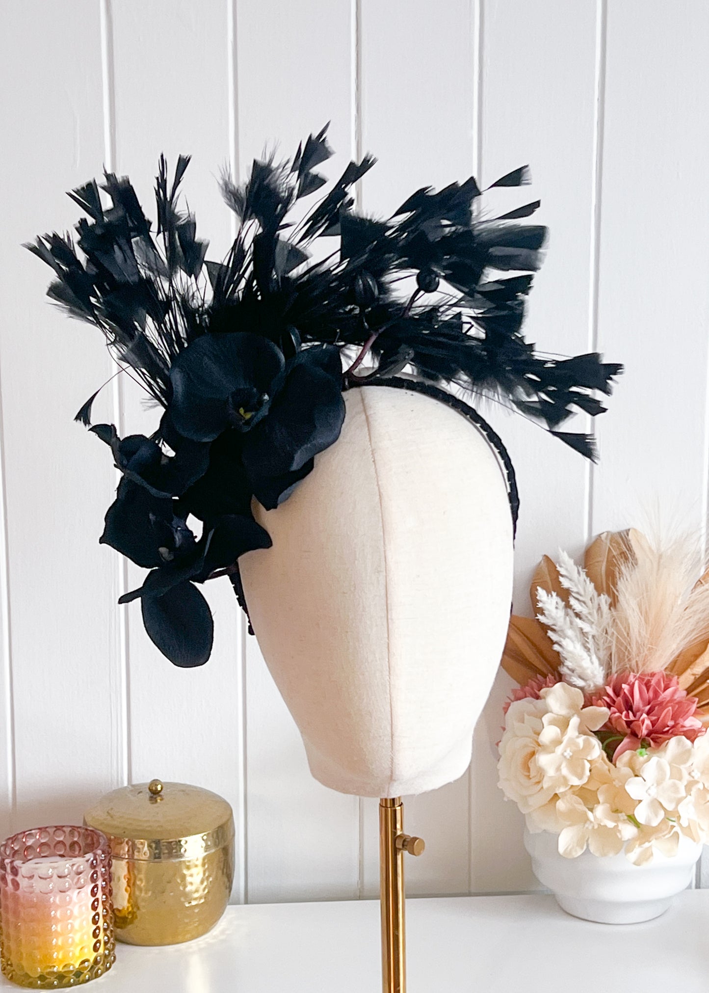 "Izara" Black Orchid Fascinator