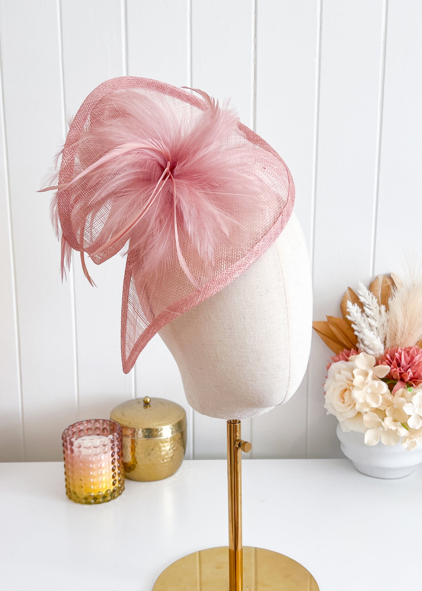 "Valerie" Dusty Pink Fascinator
