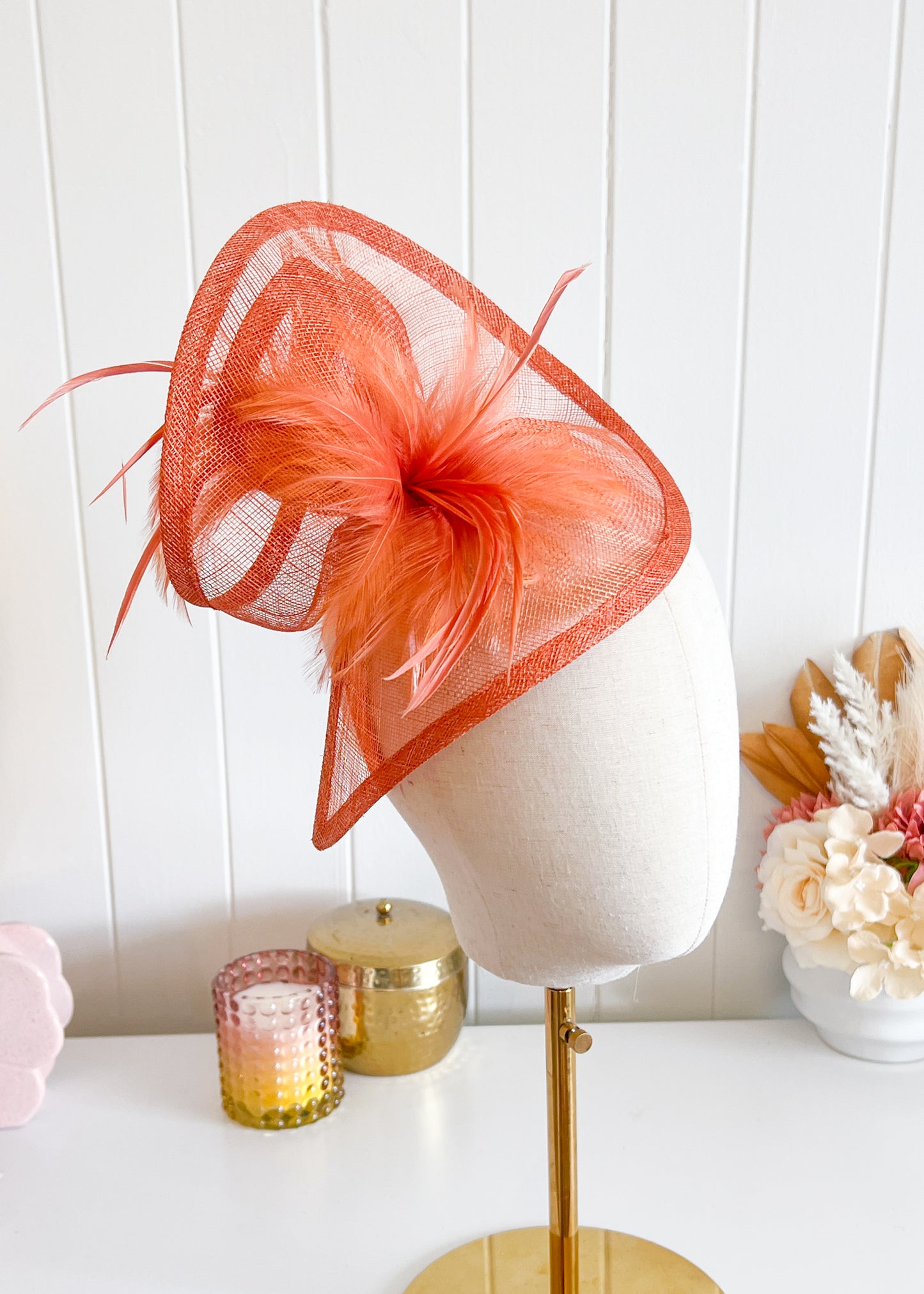 "Valerie" Rust Orange Fascinator