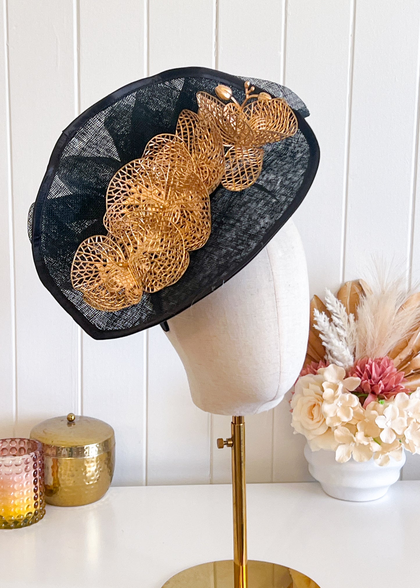 "Loretta" Black Fascinator