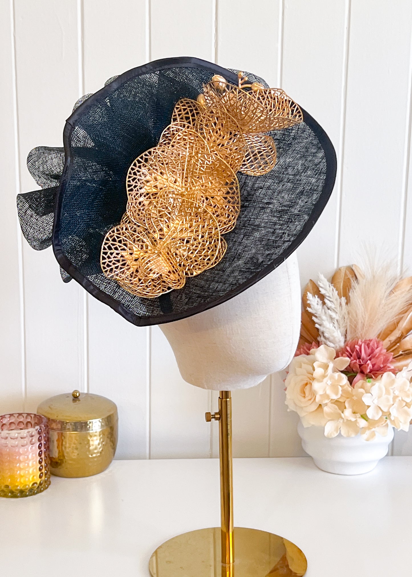 "Loretta" Black Fascinator