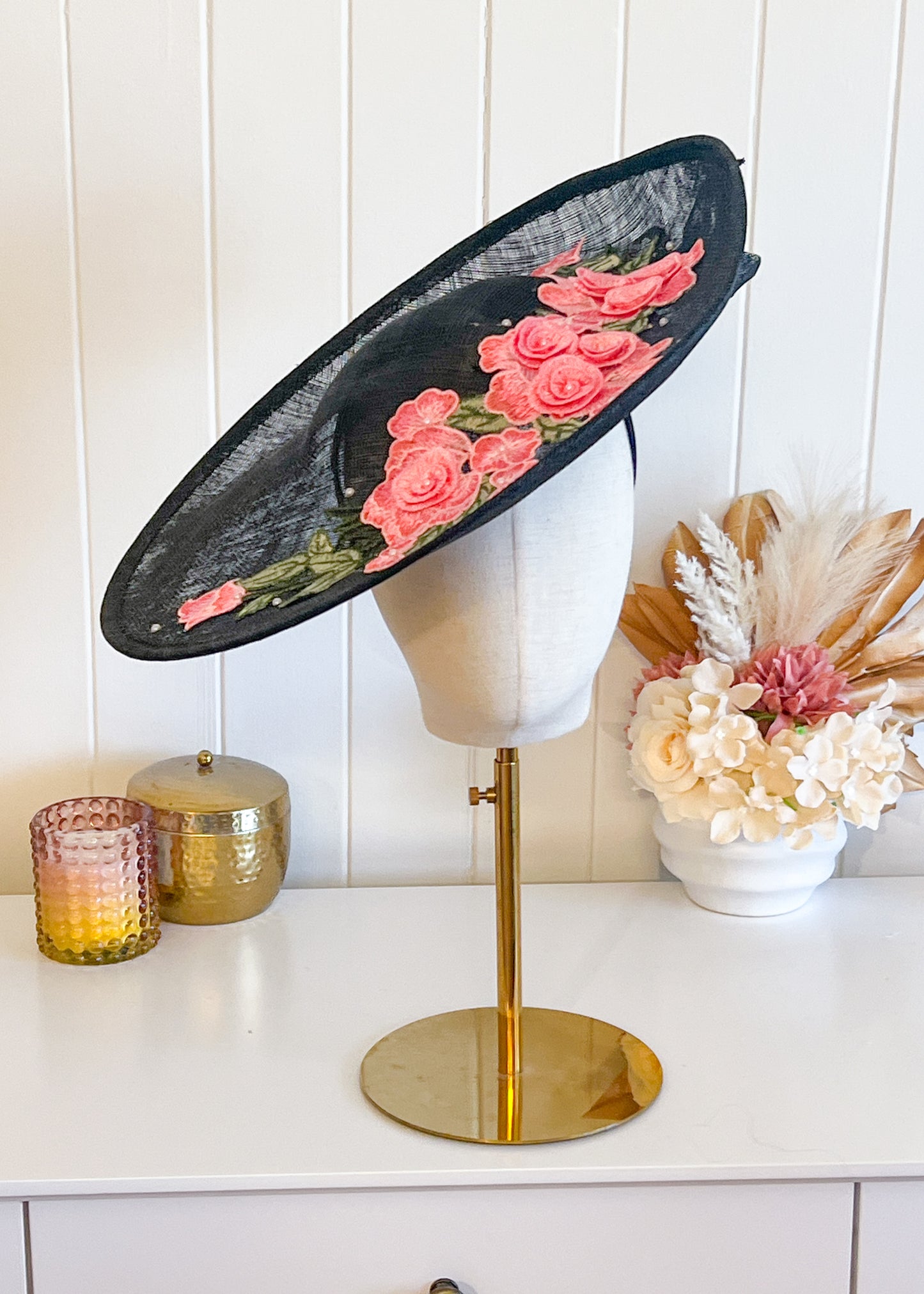 "Daphne" Pink & Black Hat