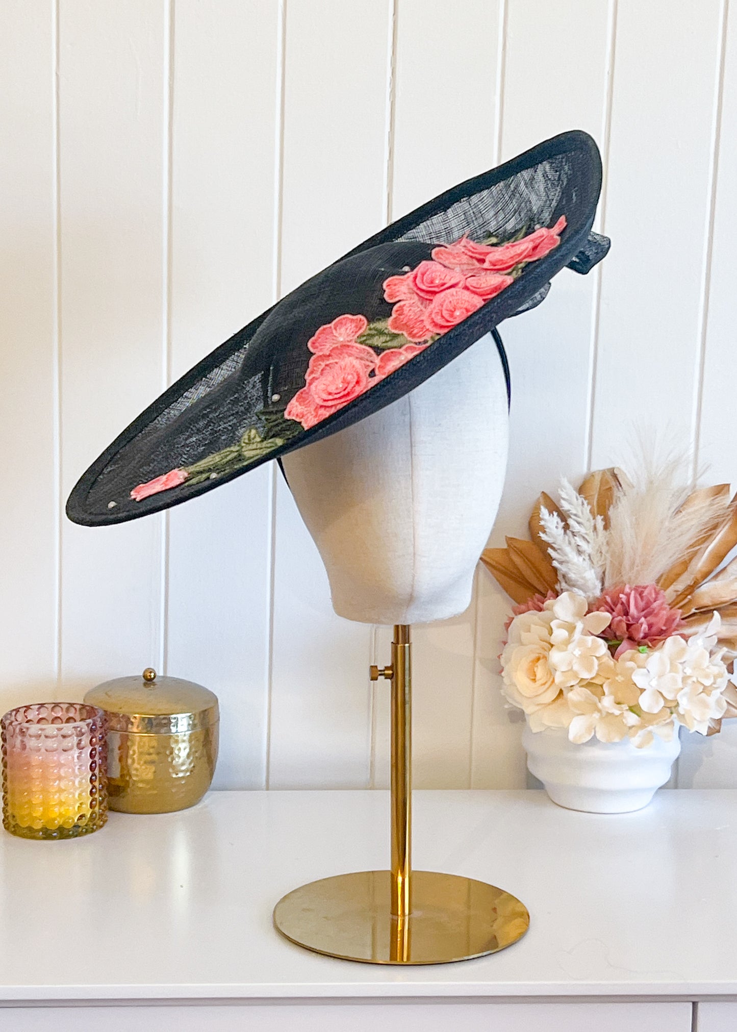 "Daphne" Pink & Black Hat