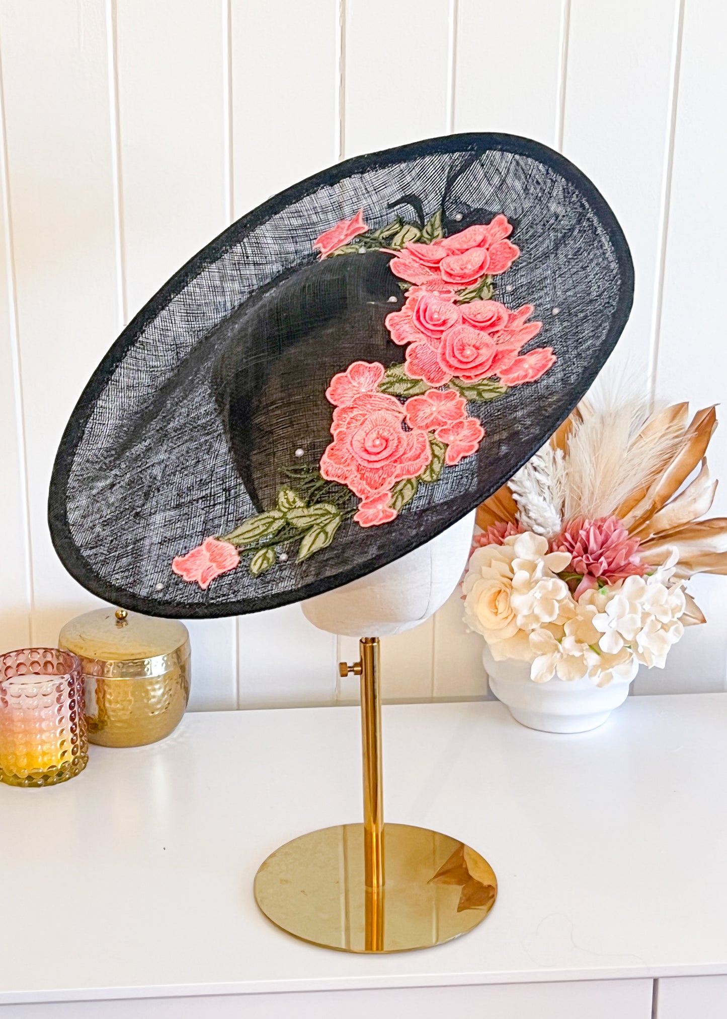"Daphne" Pink & Black Hat