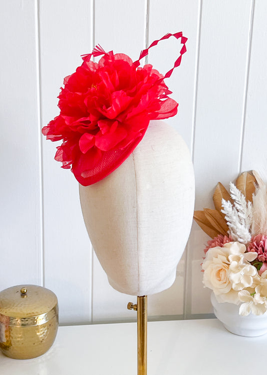 "Rebecca" - Red Fascinator (Petite Collection)