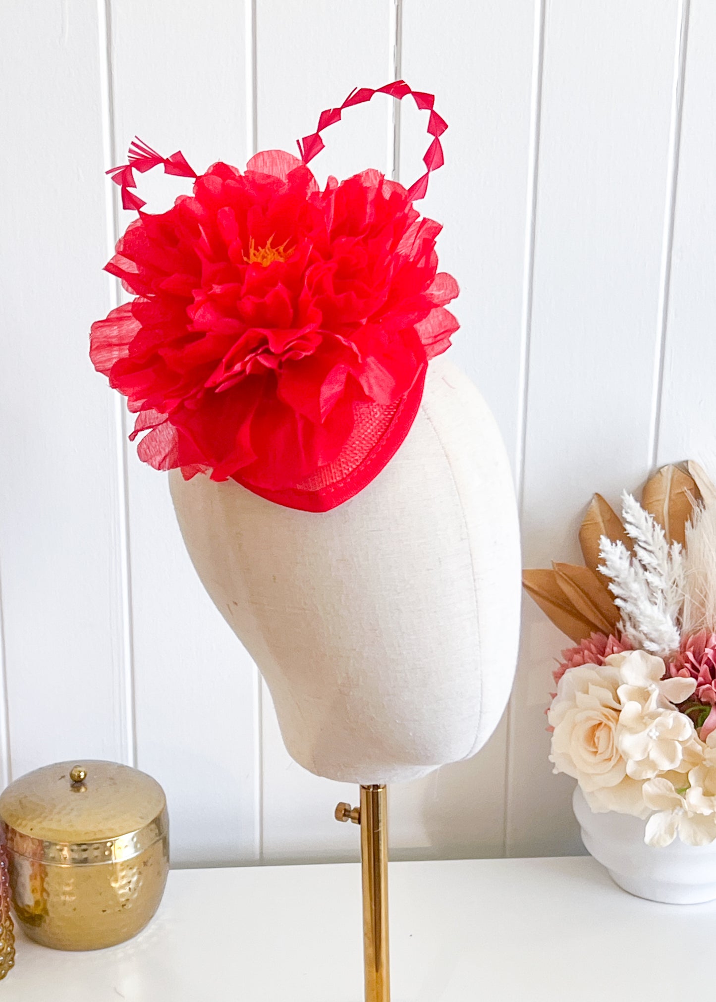 "Harriet" - Red Fascinator (Petite Collection)