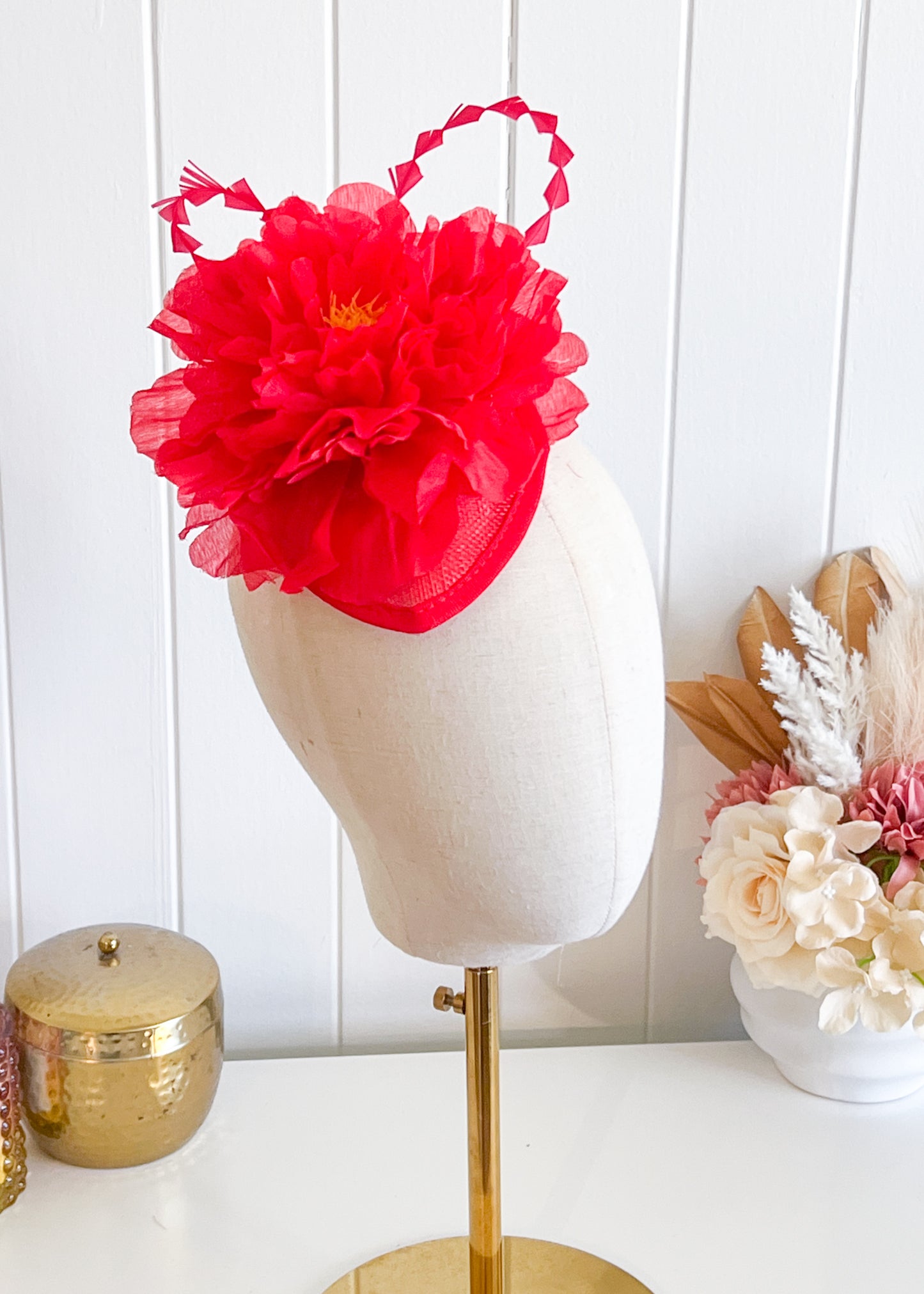 "Harriet" - Red Fascinator (Petite Collection)