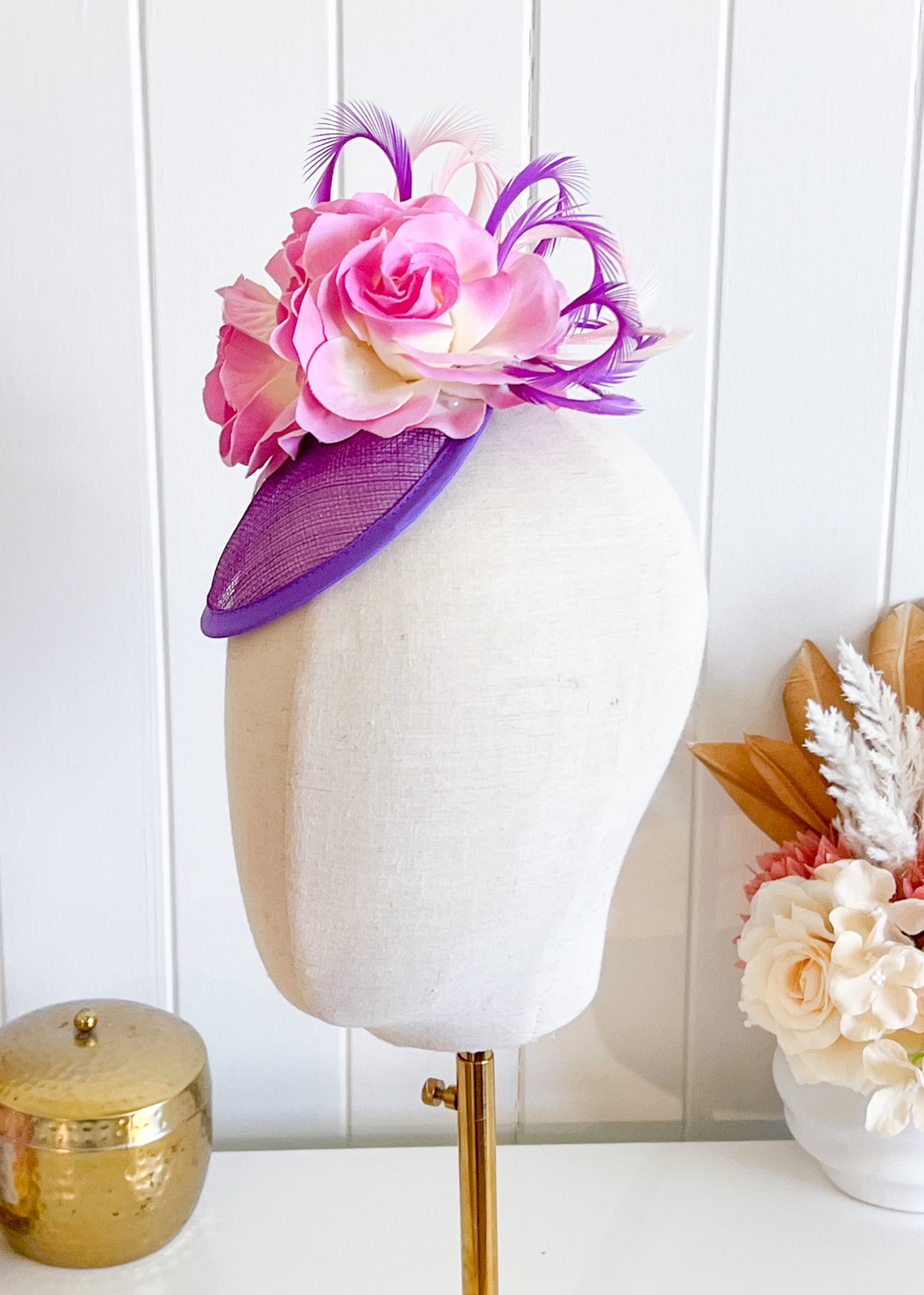 "Margie" - Purple & Pink Fascinator (Petite Collection)