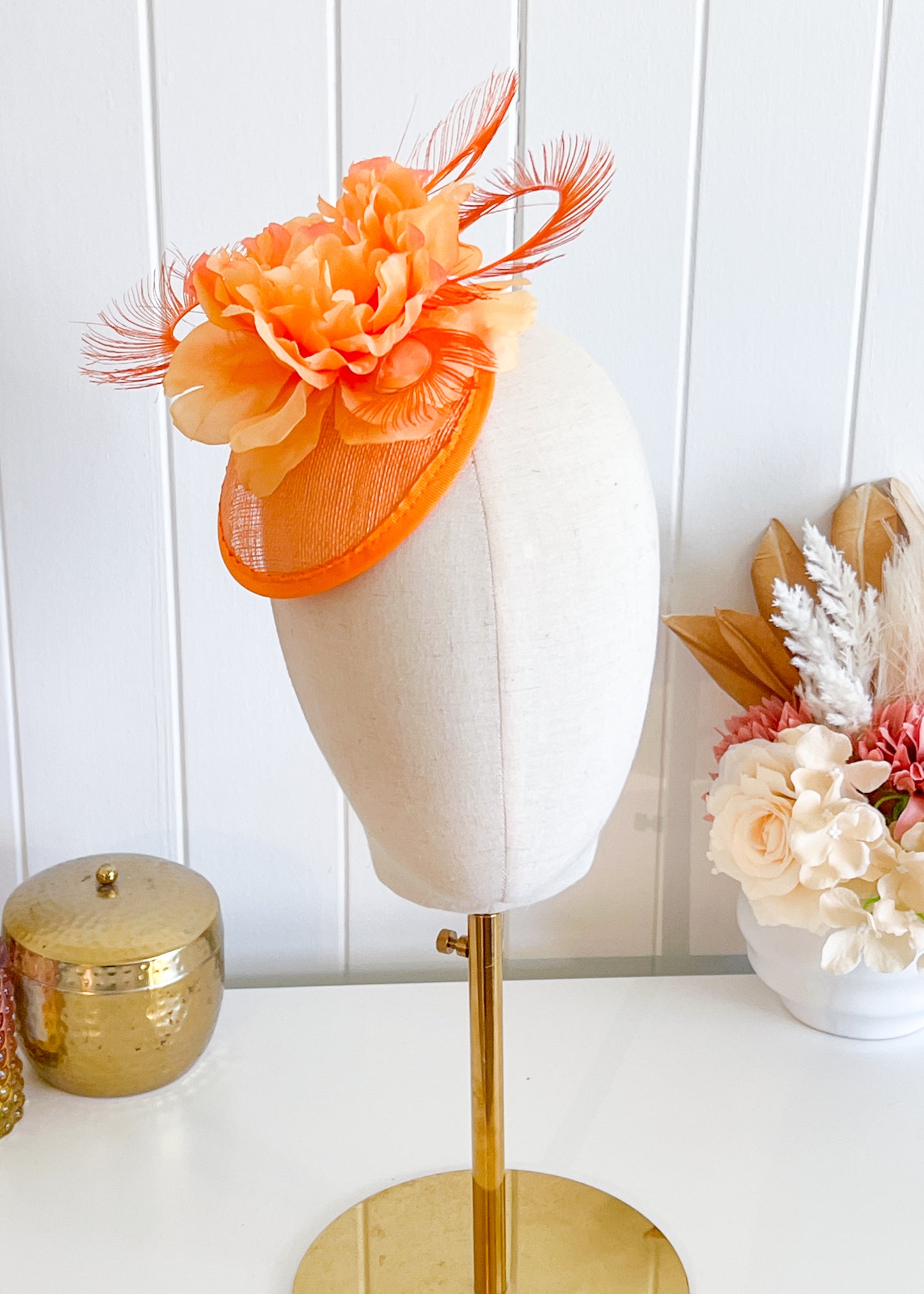 "Lola" - Orange Fascinator (Petite Collection)