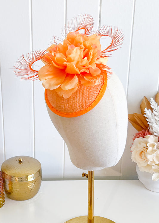 "Lola" - Orange Fascinator (Petite Collection)