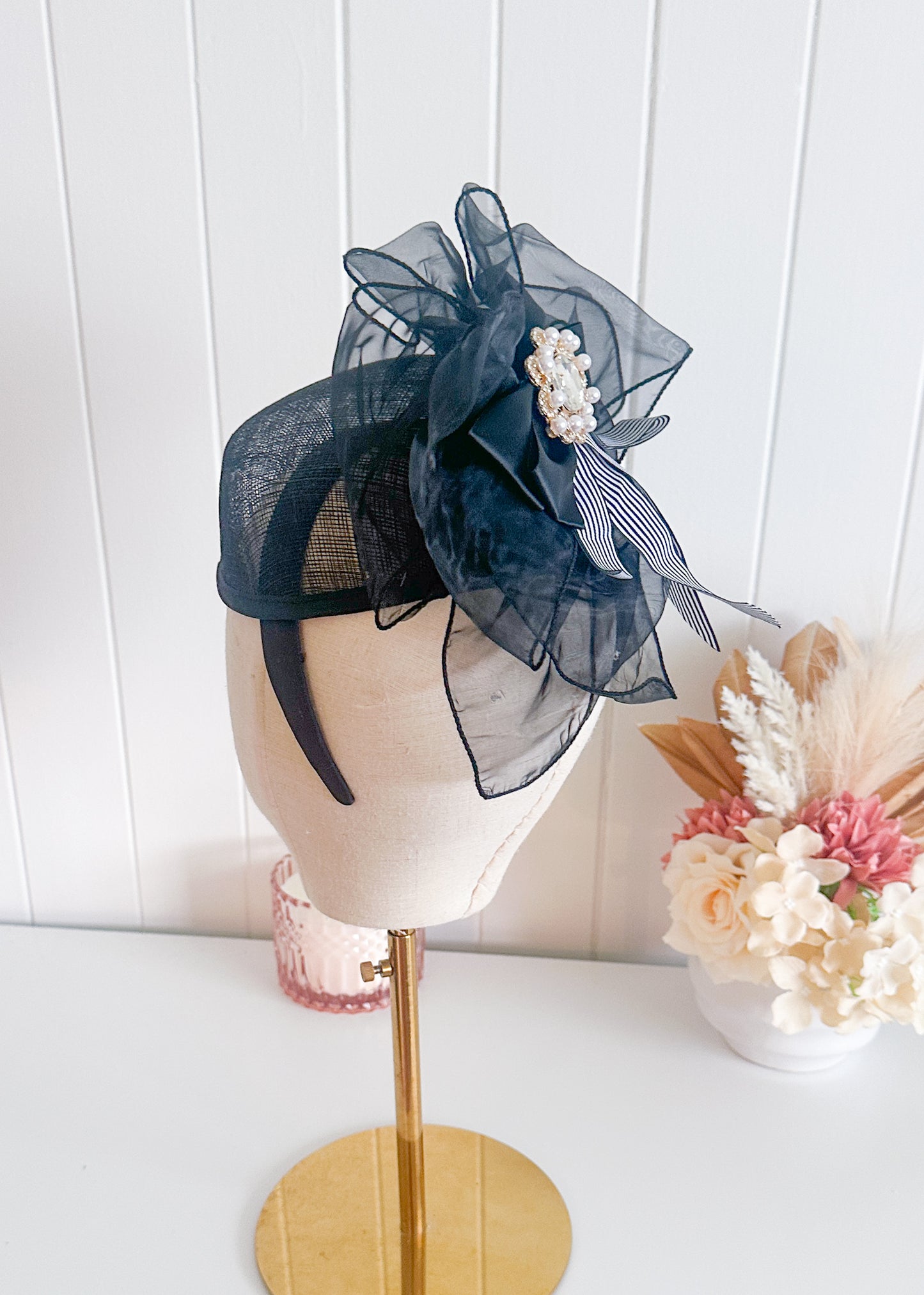 "Penny" Black & White Cocktail Fascinator