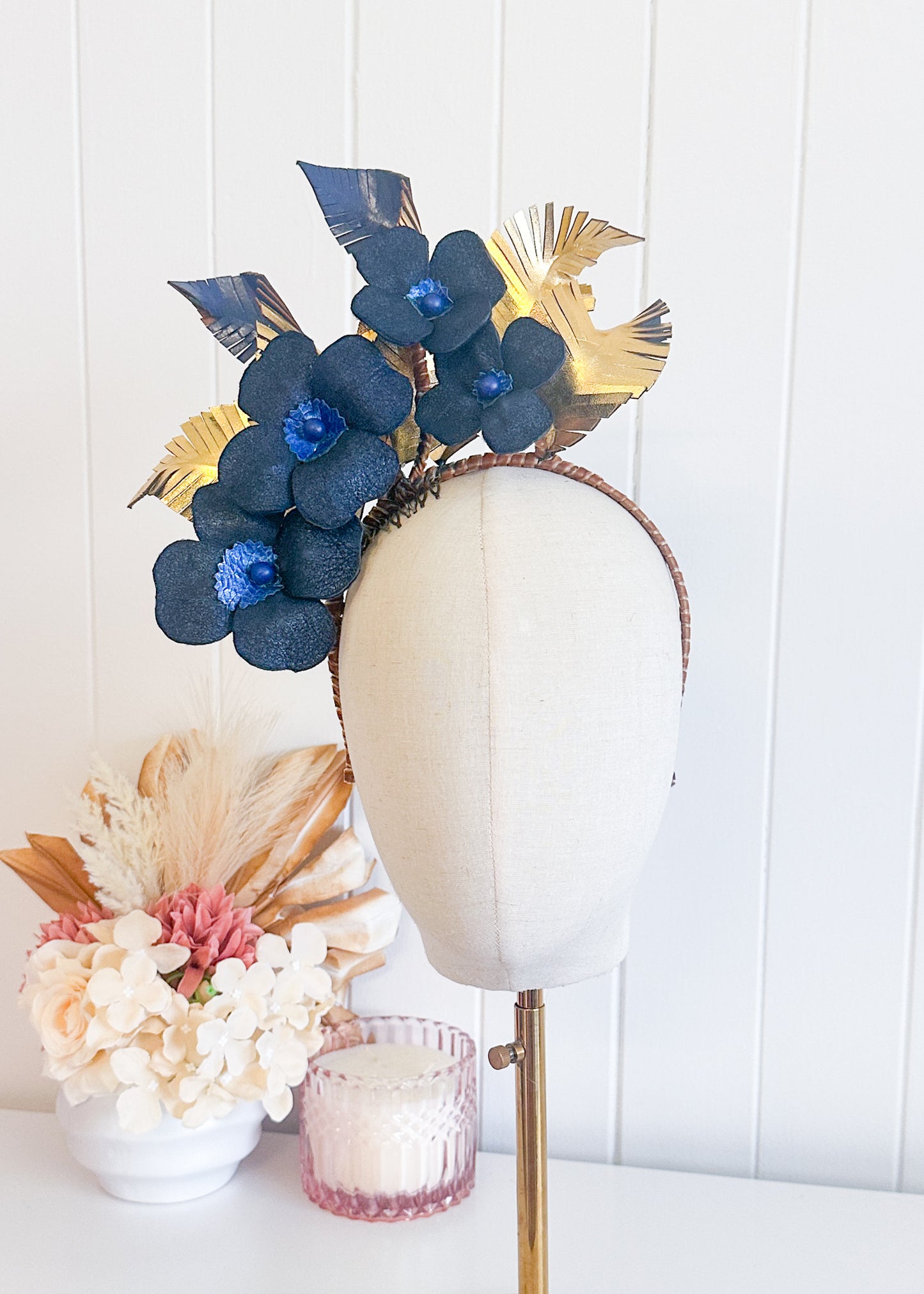 “Melody” Navy & Gold Leather