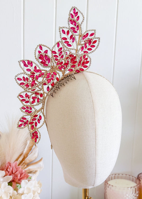 “Candace Crystal Headpiece" Hot Pink