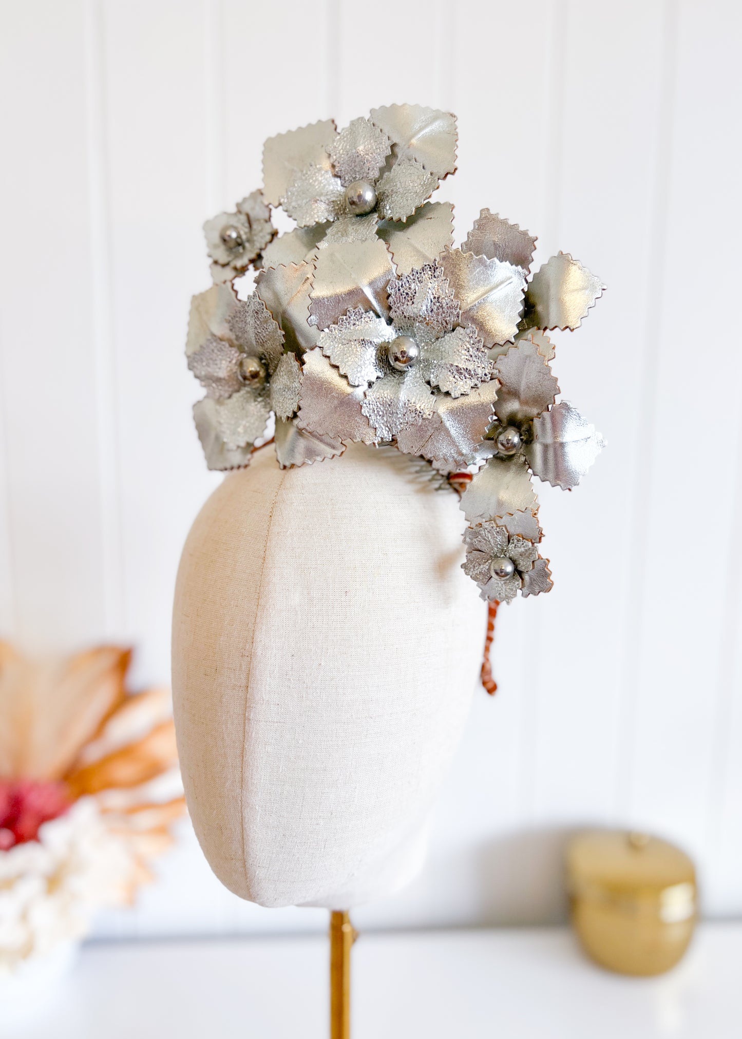 "Silver" Leather Fascinator