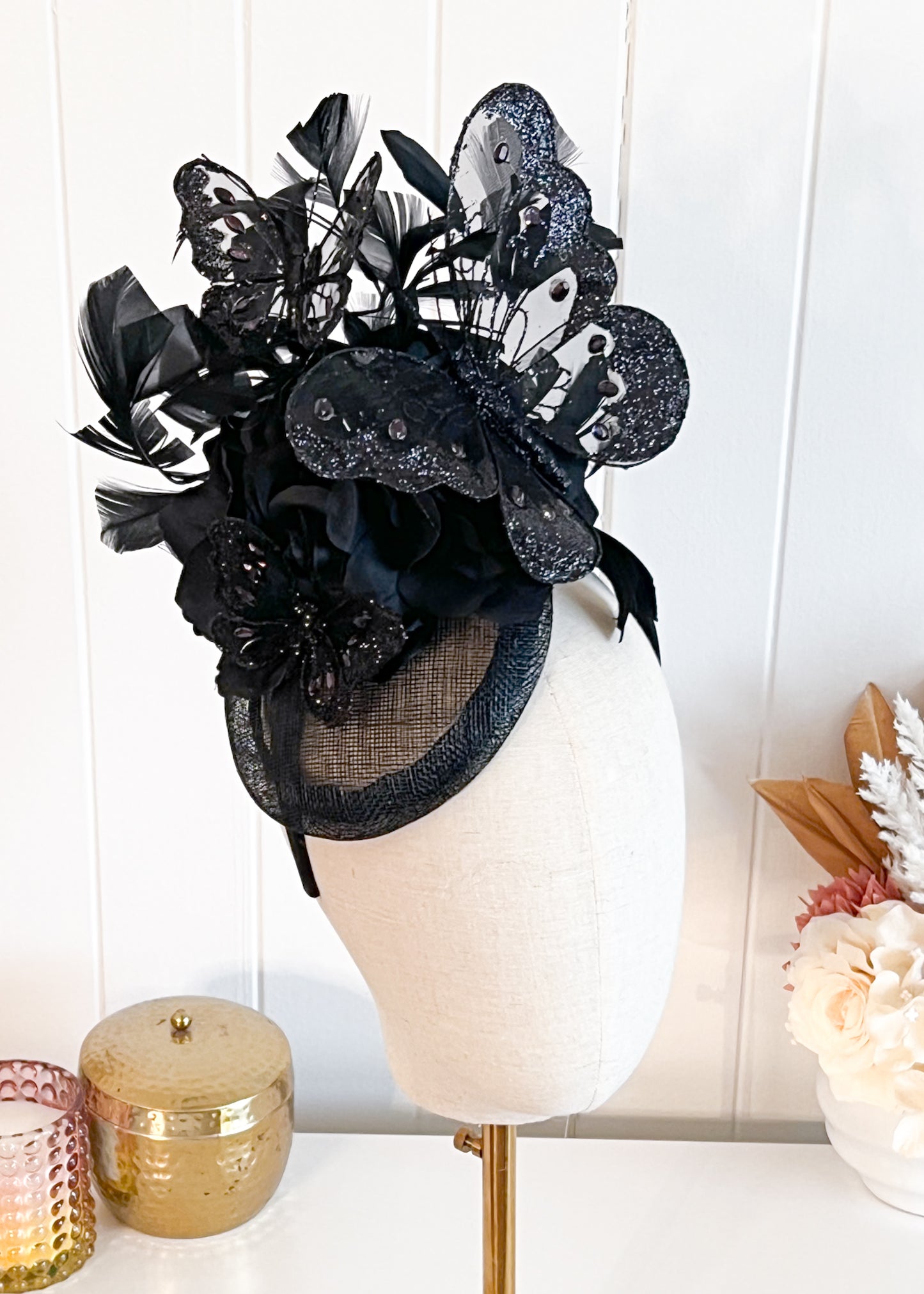 "Flitter" Black Fascinator