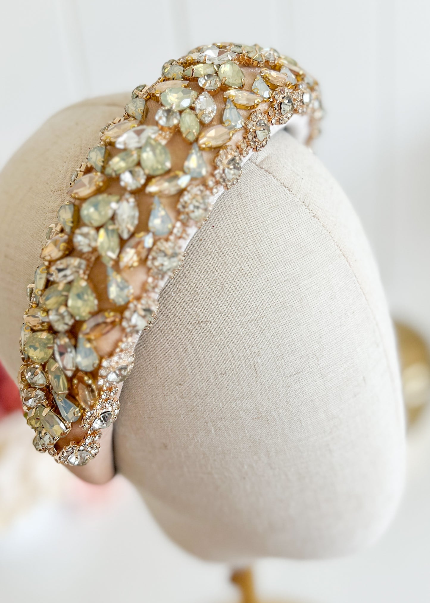 "Lillian" Jewelled Headband - Bone
