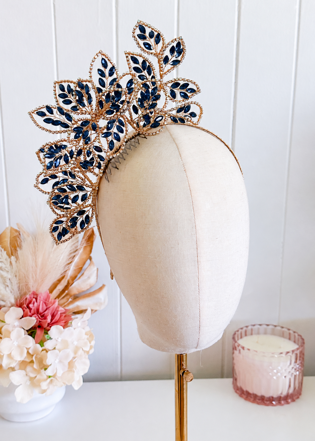 “Candace Crystal Headpiece" Navy Blue