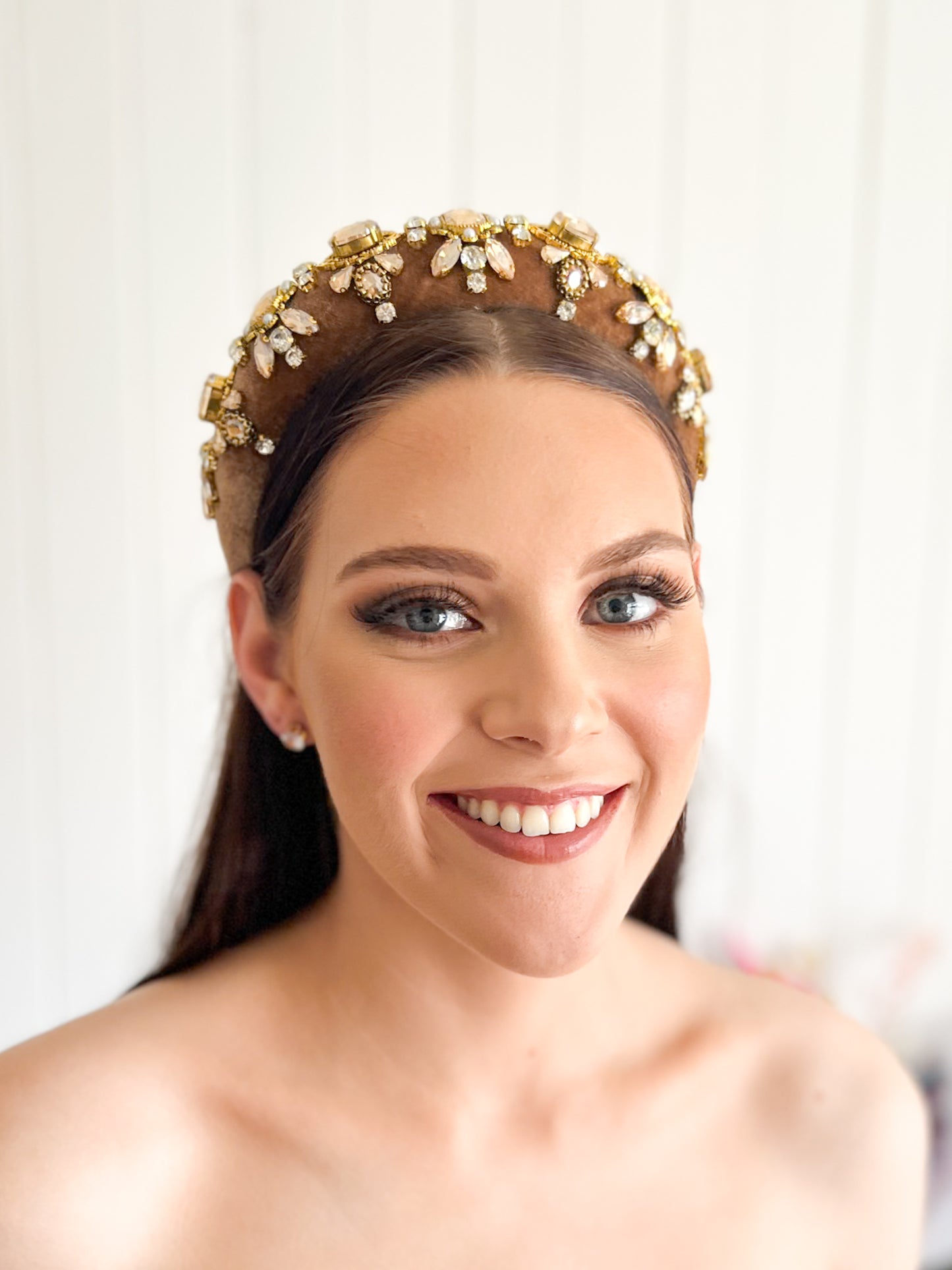 "Madison" Jewelled Headband - Latte