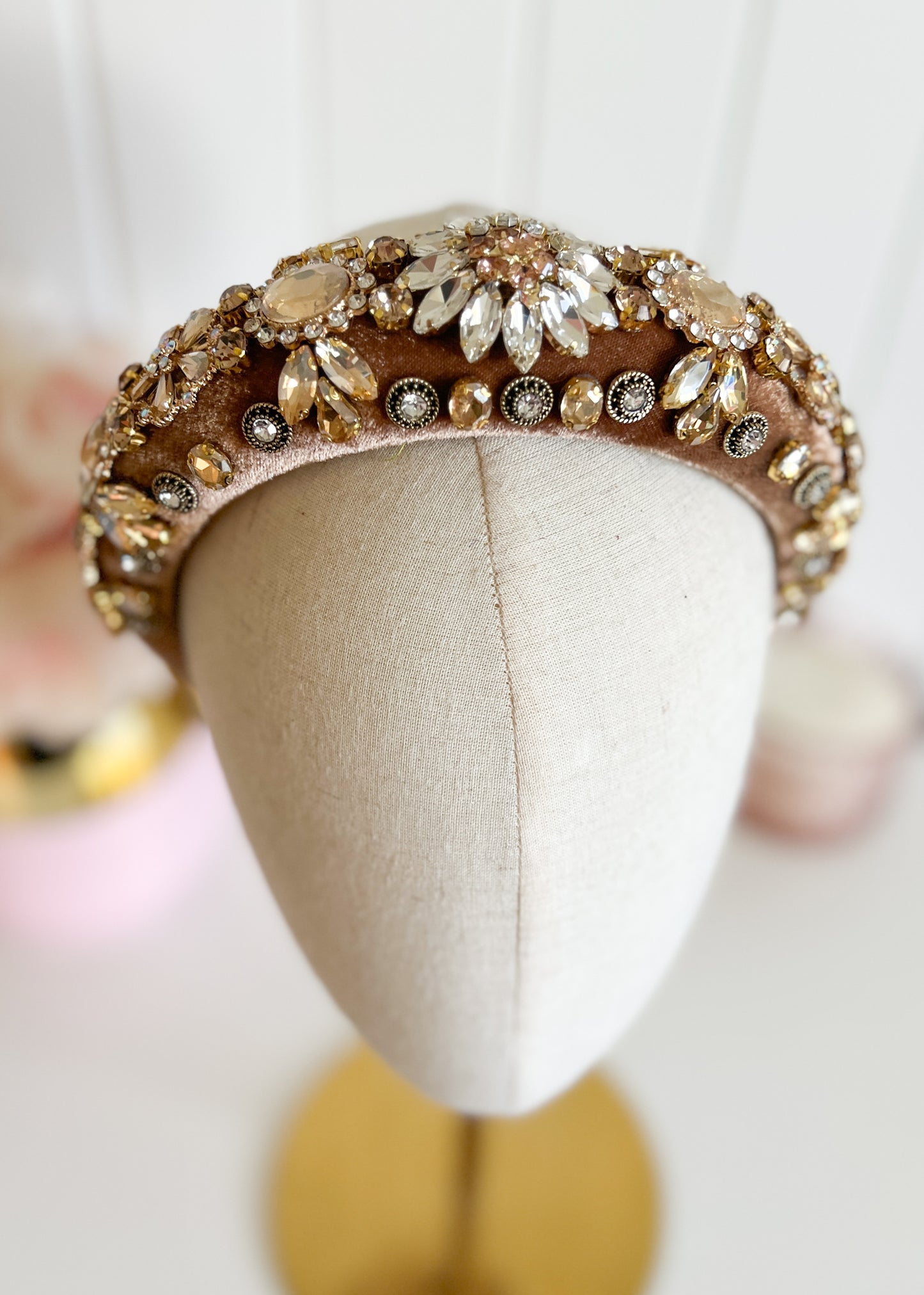 "Madison" Jewelled Headband - Latte