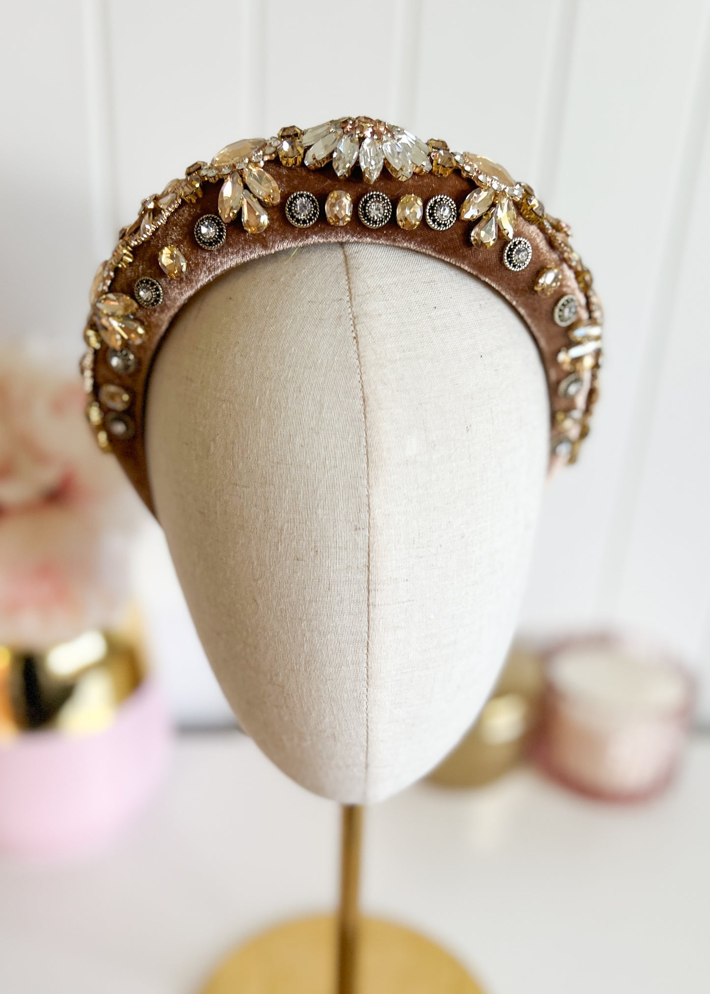 "Madison" Jewelled Headband - Latte