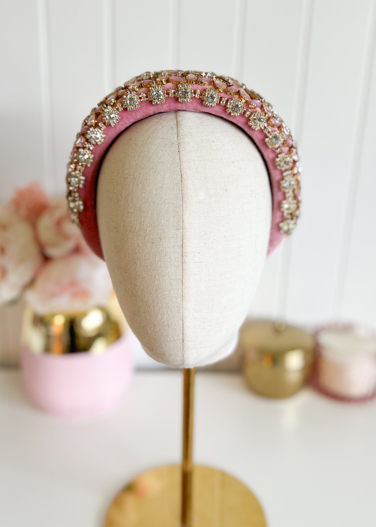 "Lillian" Jewelled Headband - Pink