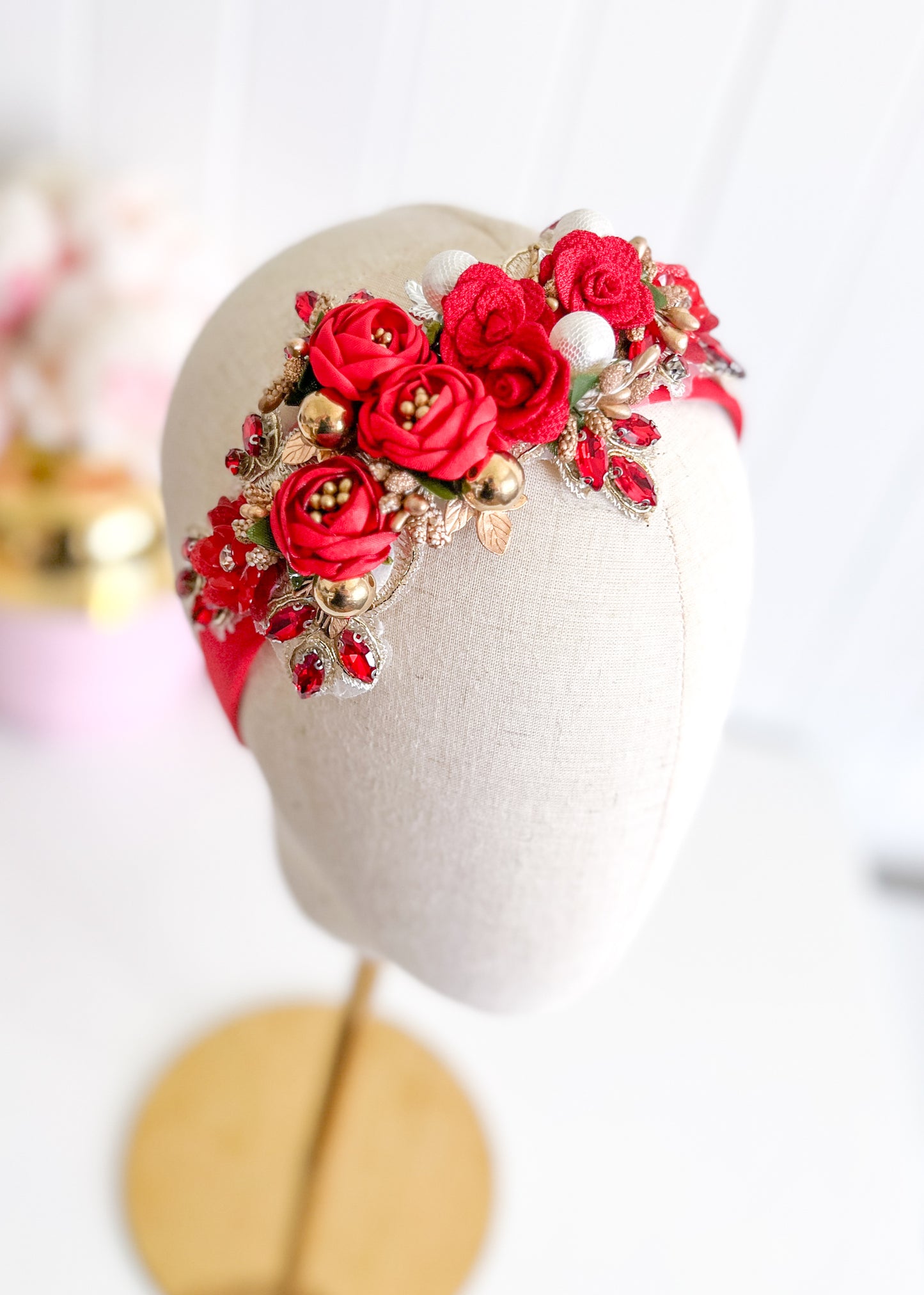 "Isabella" Crown Headband - Red