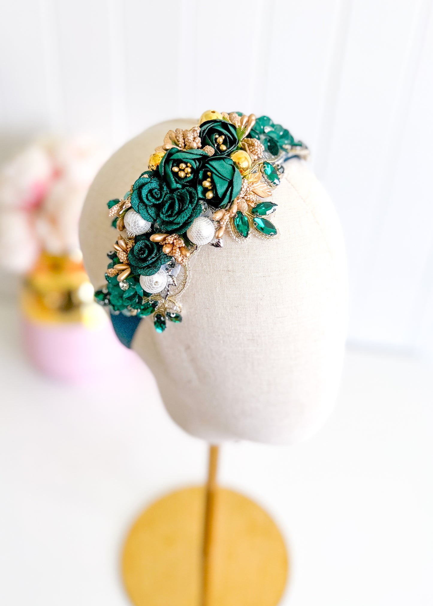 "Isabella" Crown Headband - Emerald Green