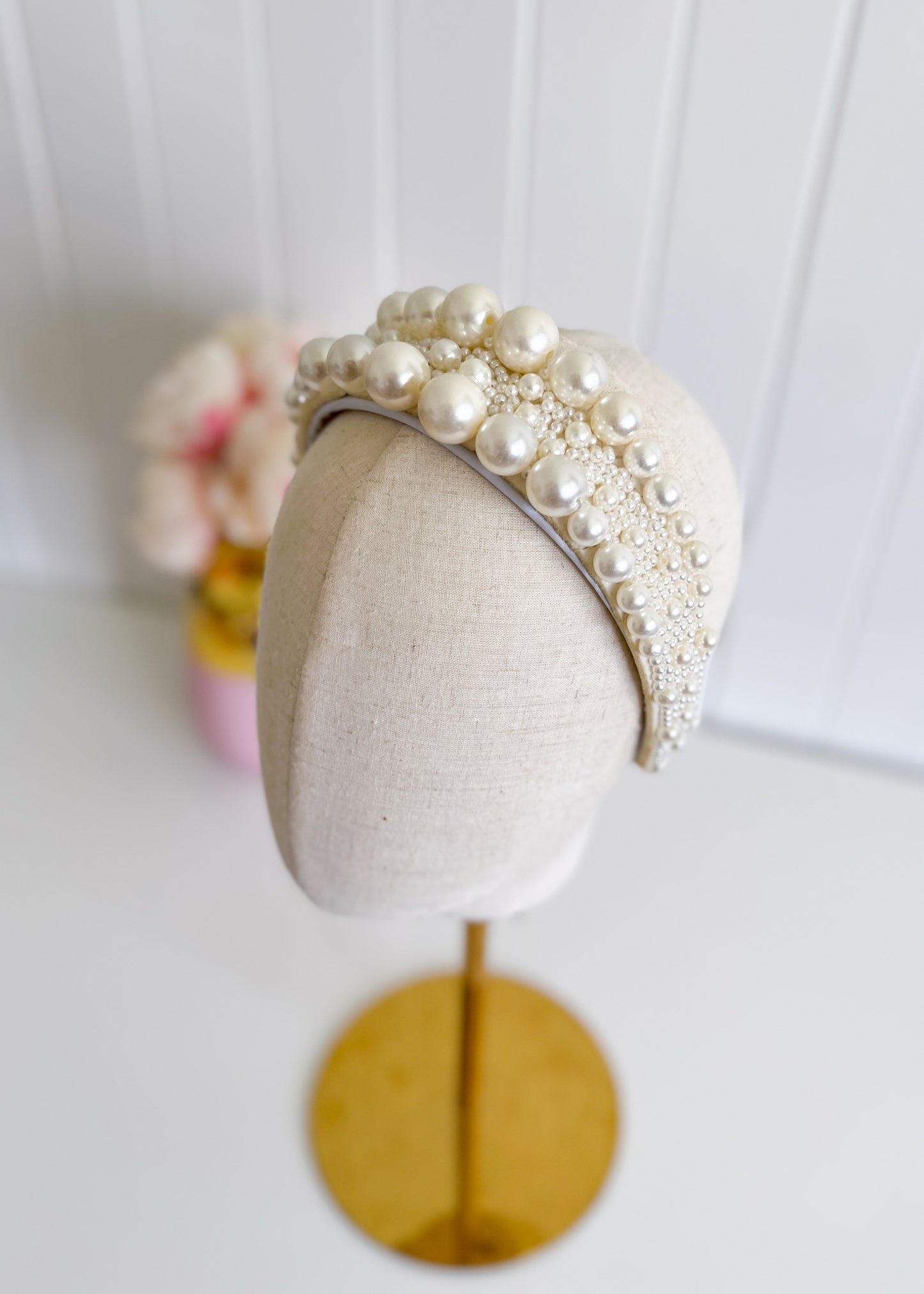 "Sandra" Pearl - White Headband