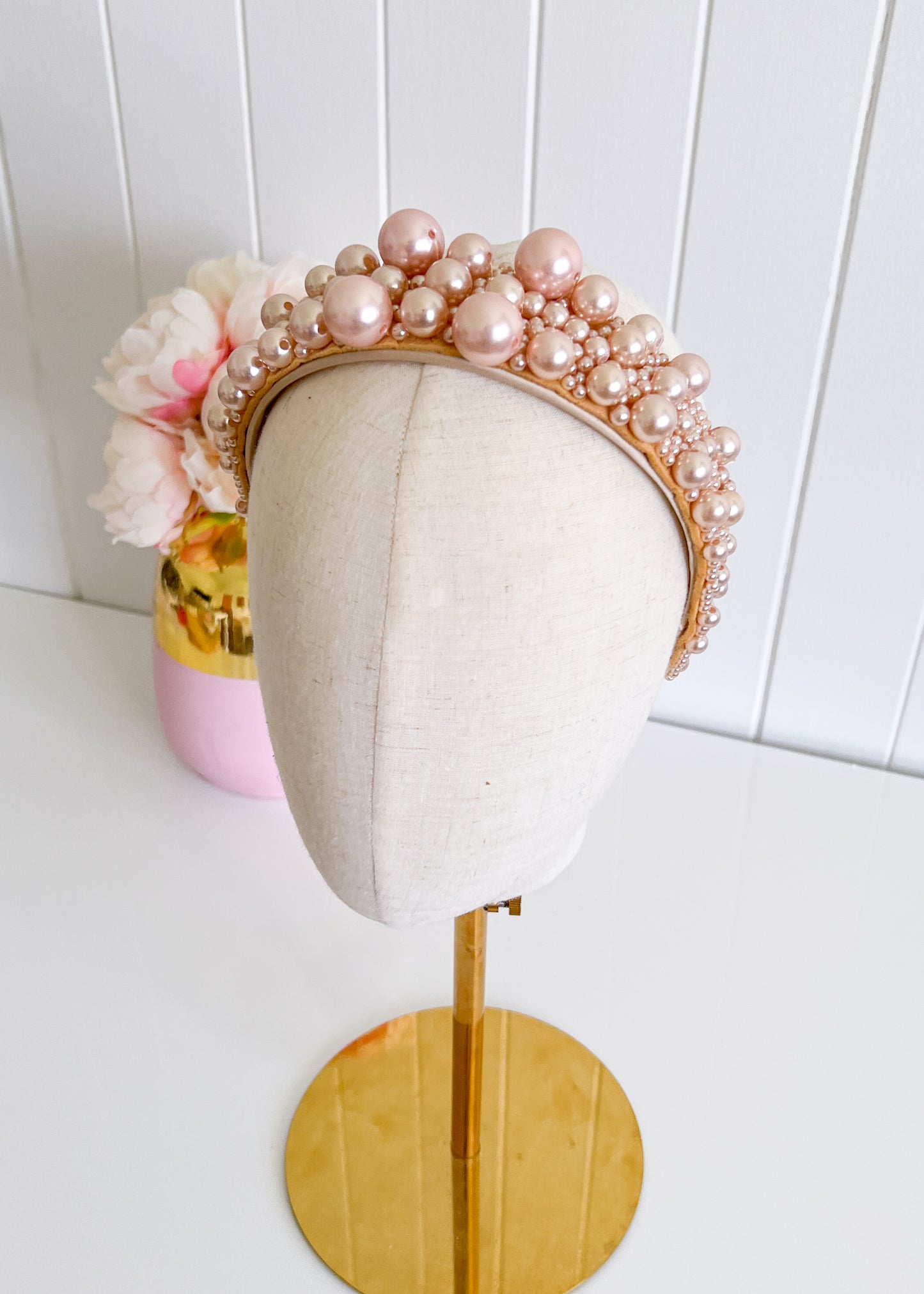 "Sandra" Gold Pearl Headband