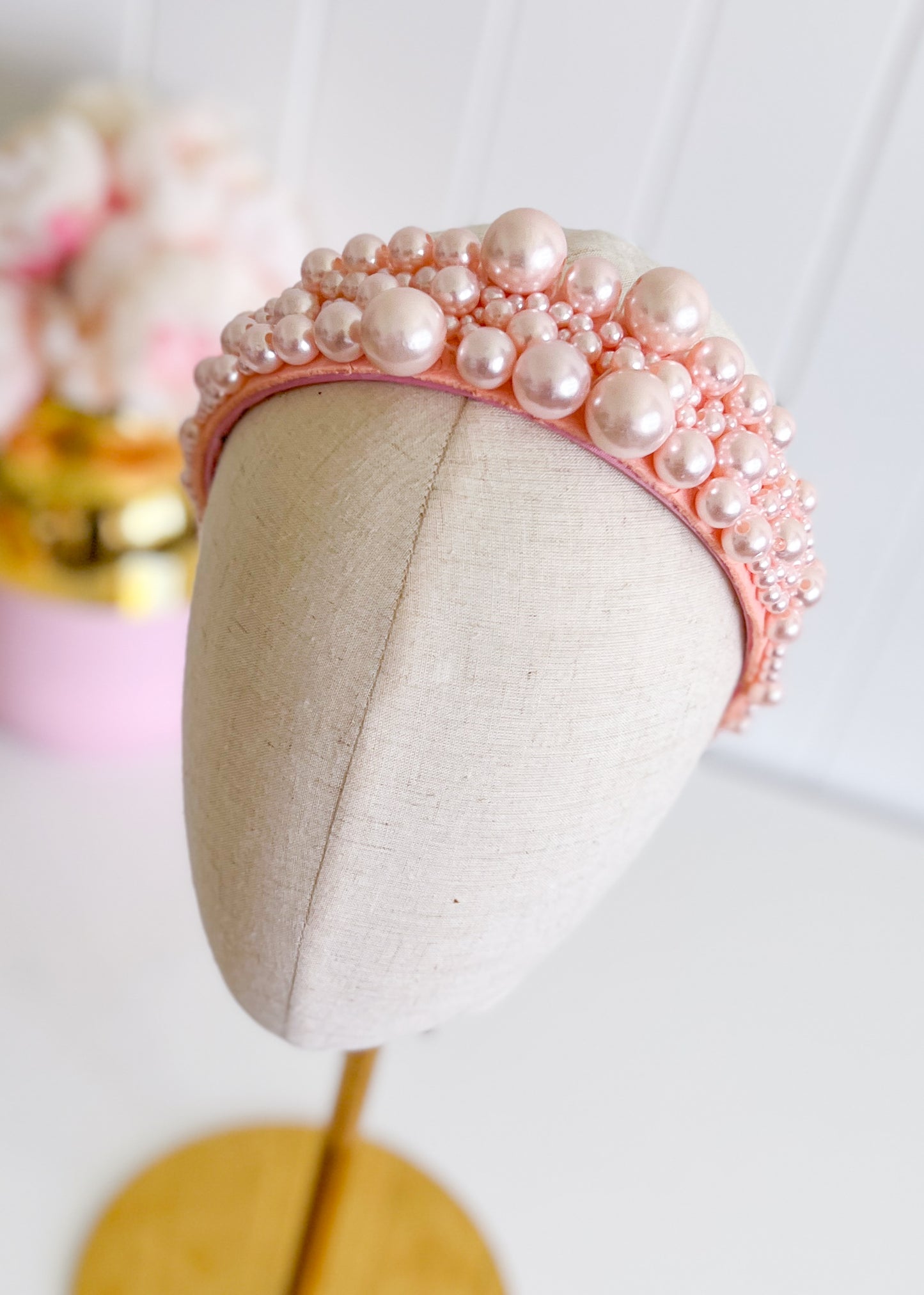 "Sandra" Pink Pearl Headband