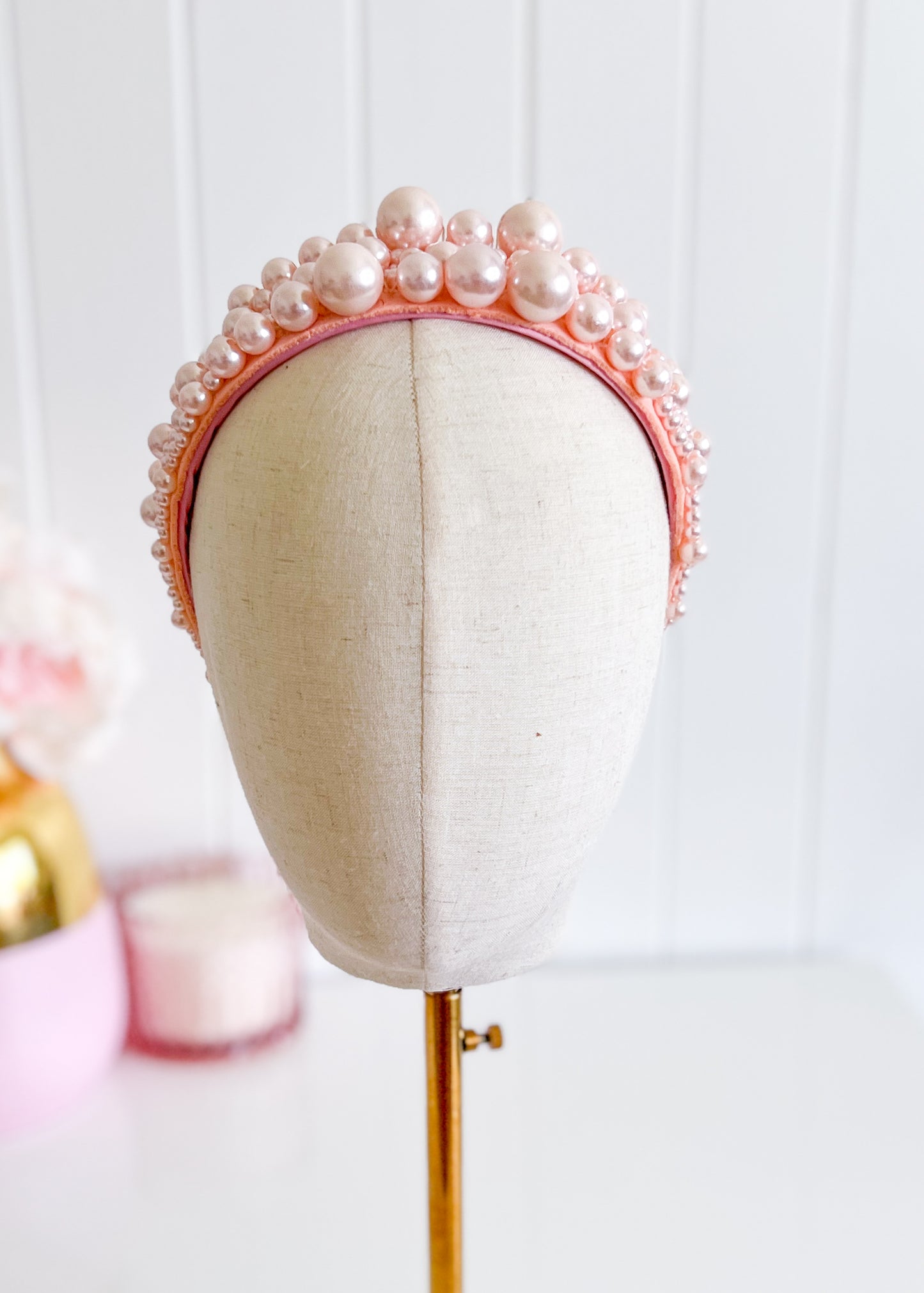 "Sandra" Pink Pearl Headband