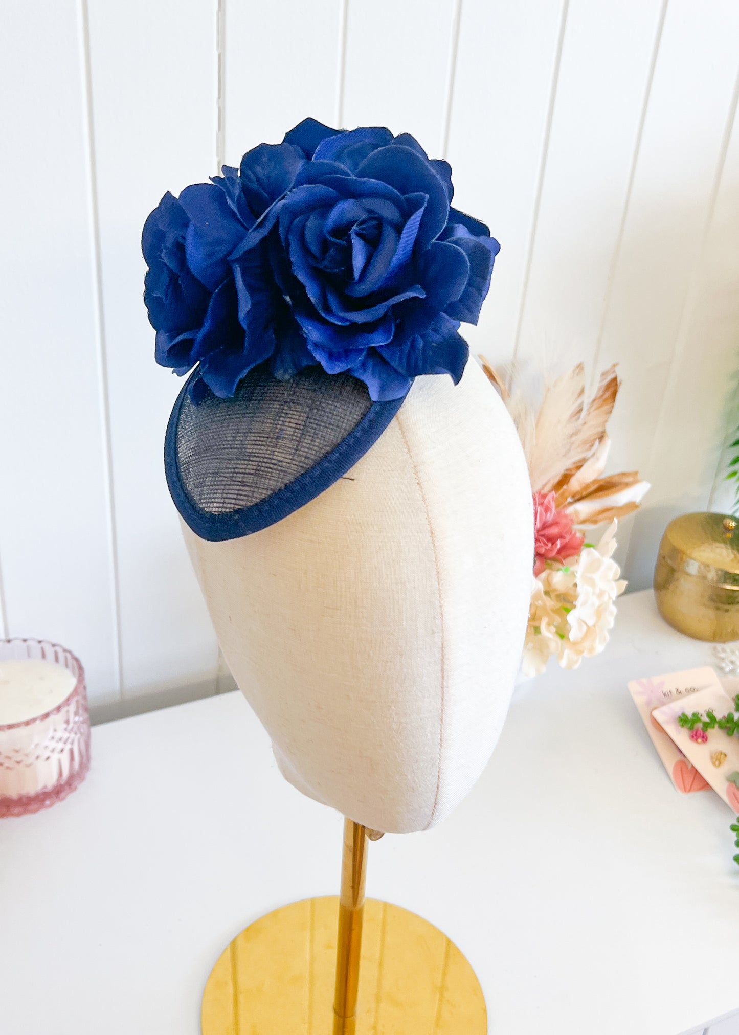 "Harriet" - Navy Fascinator (Petite Collection)