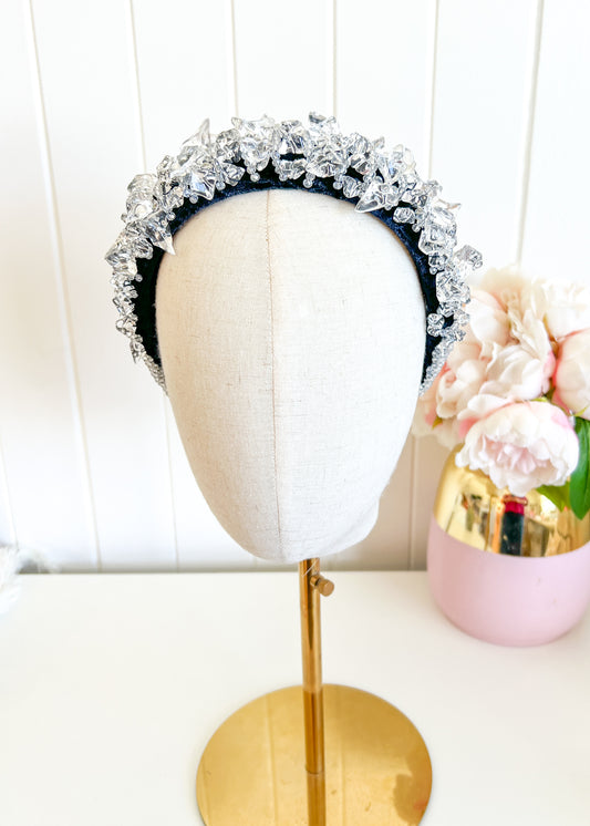 "Lumi" Jewelled Headband - Black & Clear