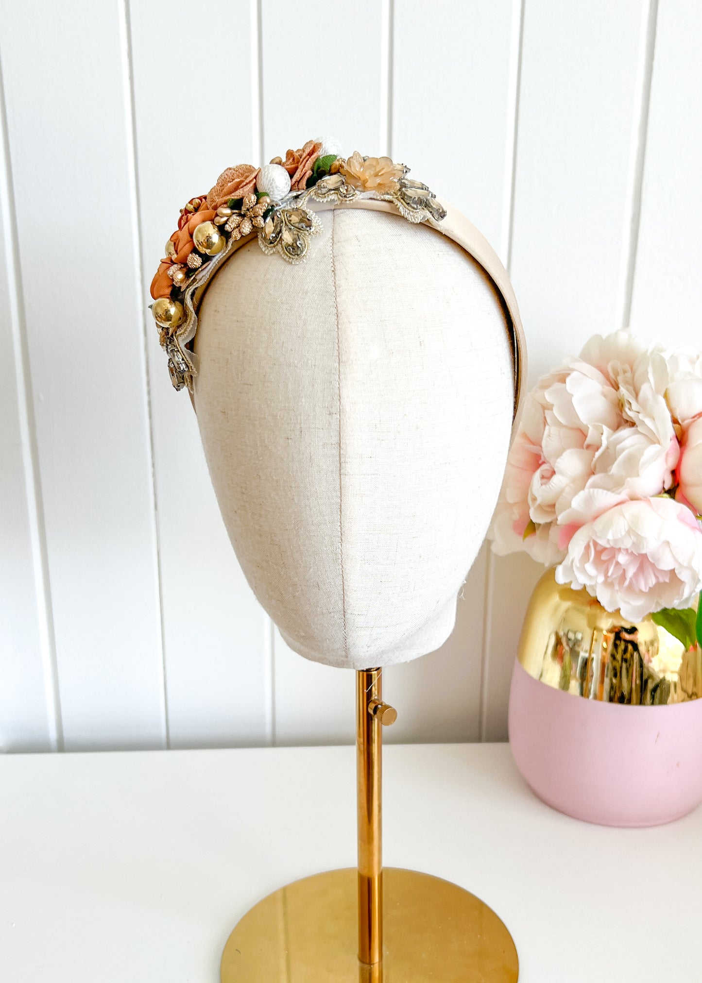 "Isabella" Crown Headband - Nude