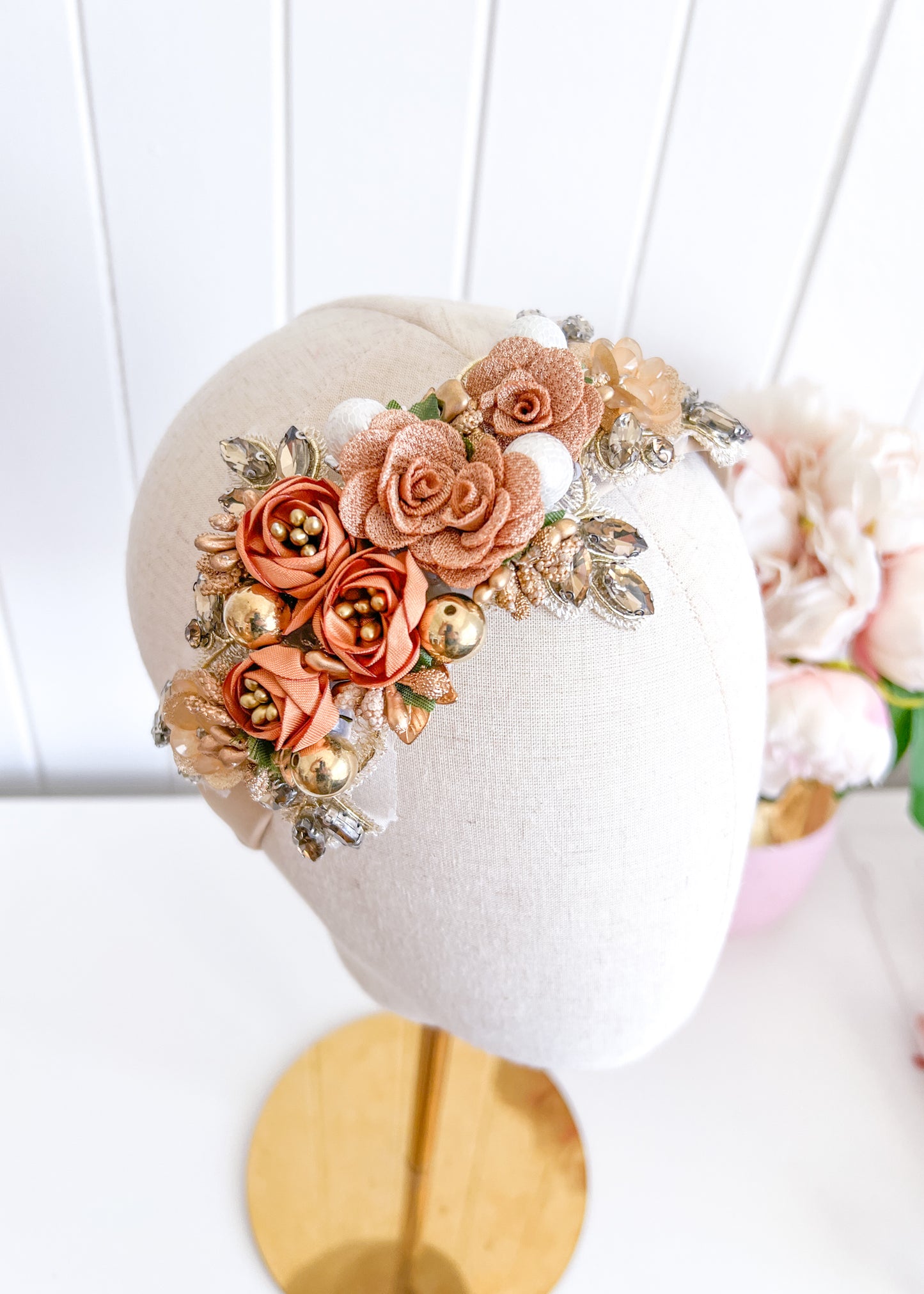 "Isabella" Crown Headband - Nude