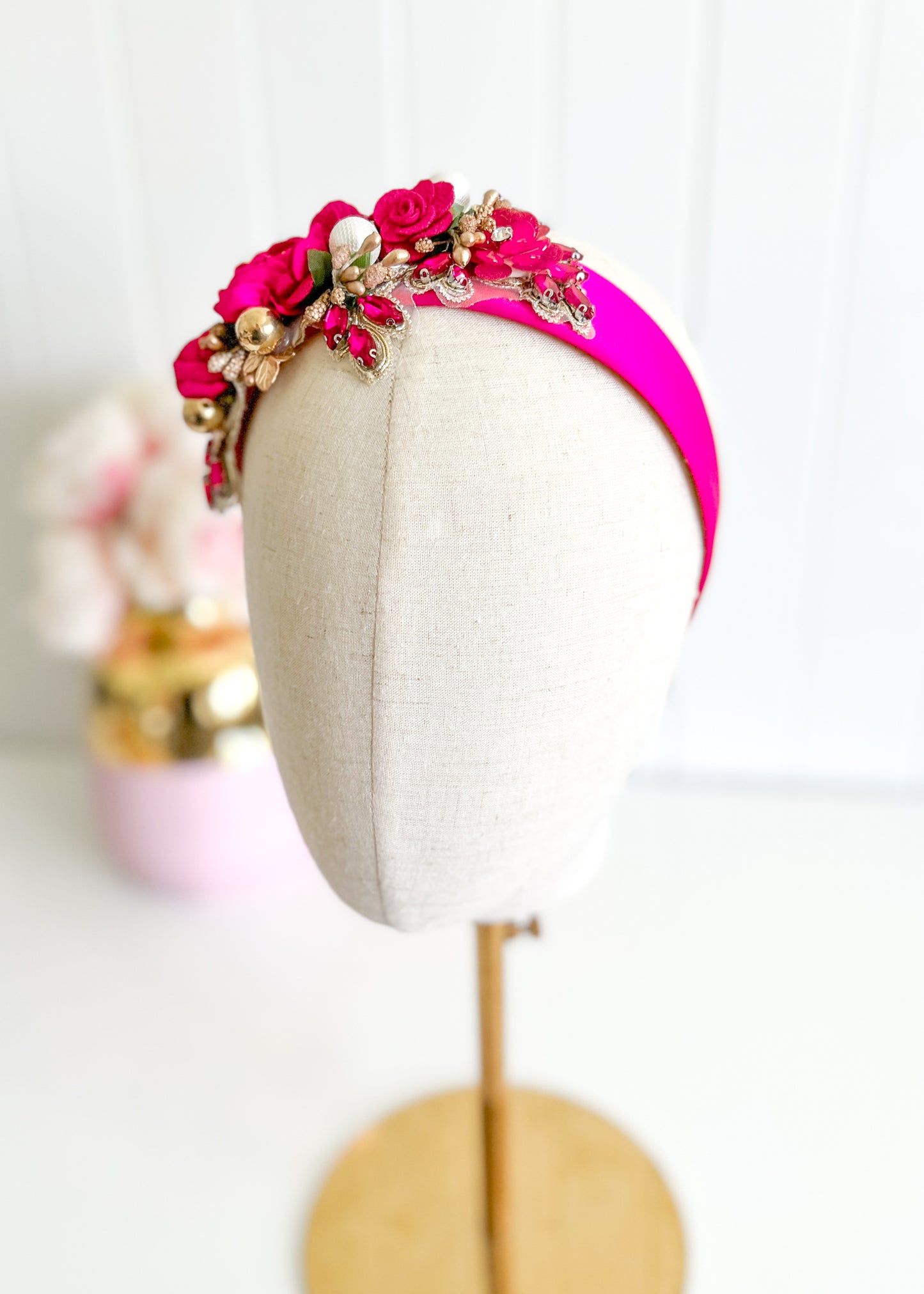 "Isabella" Crown Headband - Fuscia