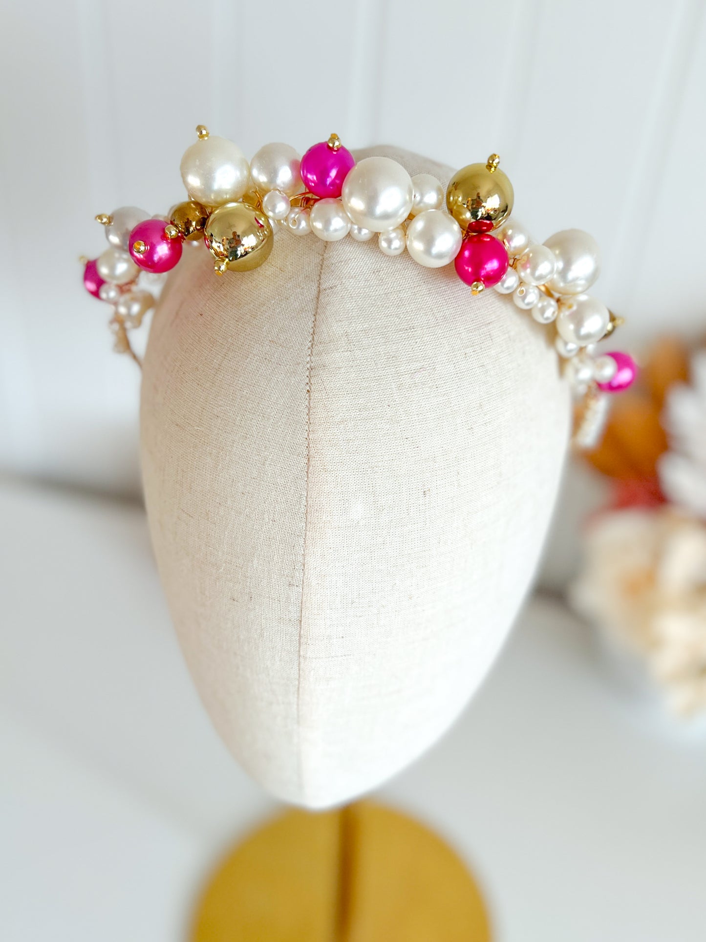 "Elsie" Pink Pearl Crown