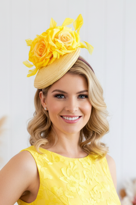 “Amalfi" Yellow Fascinator