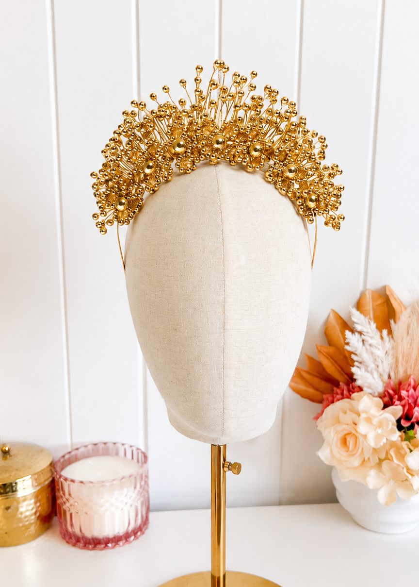"Cleo" Gold Bead Headband