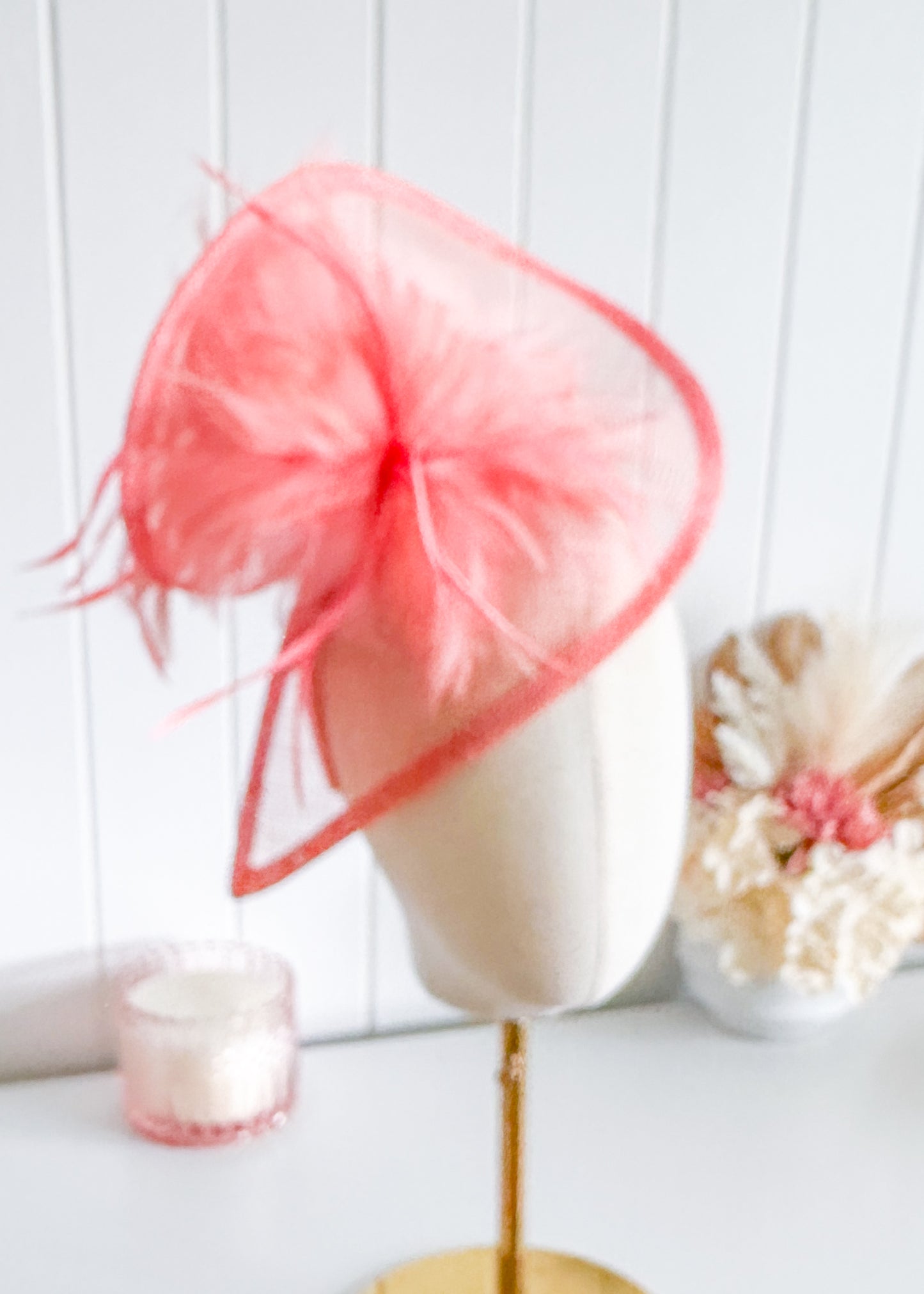 "Valerie" Coral Orange Fascinator