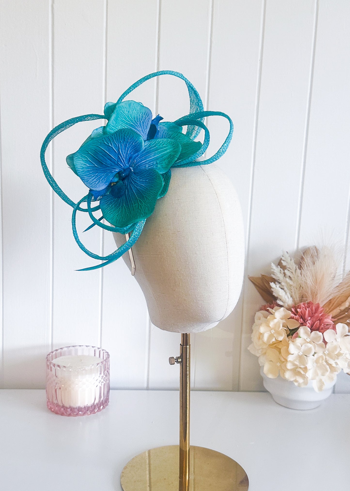 "Phoebe" Turquoise Fascinator