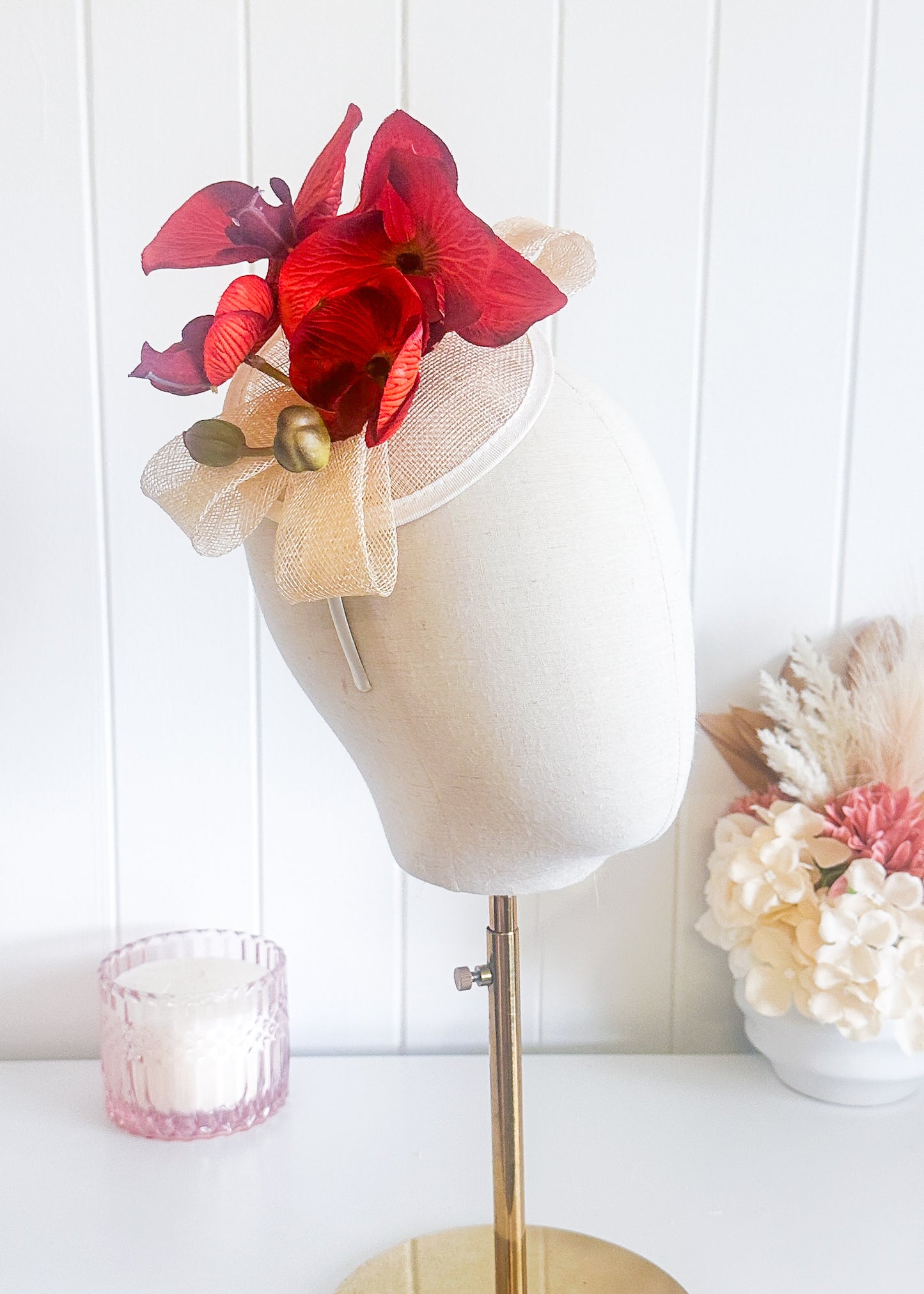 "Pietra" Orange & Cream Fascinator
