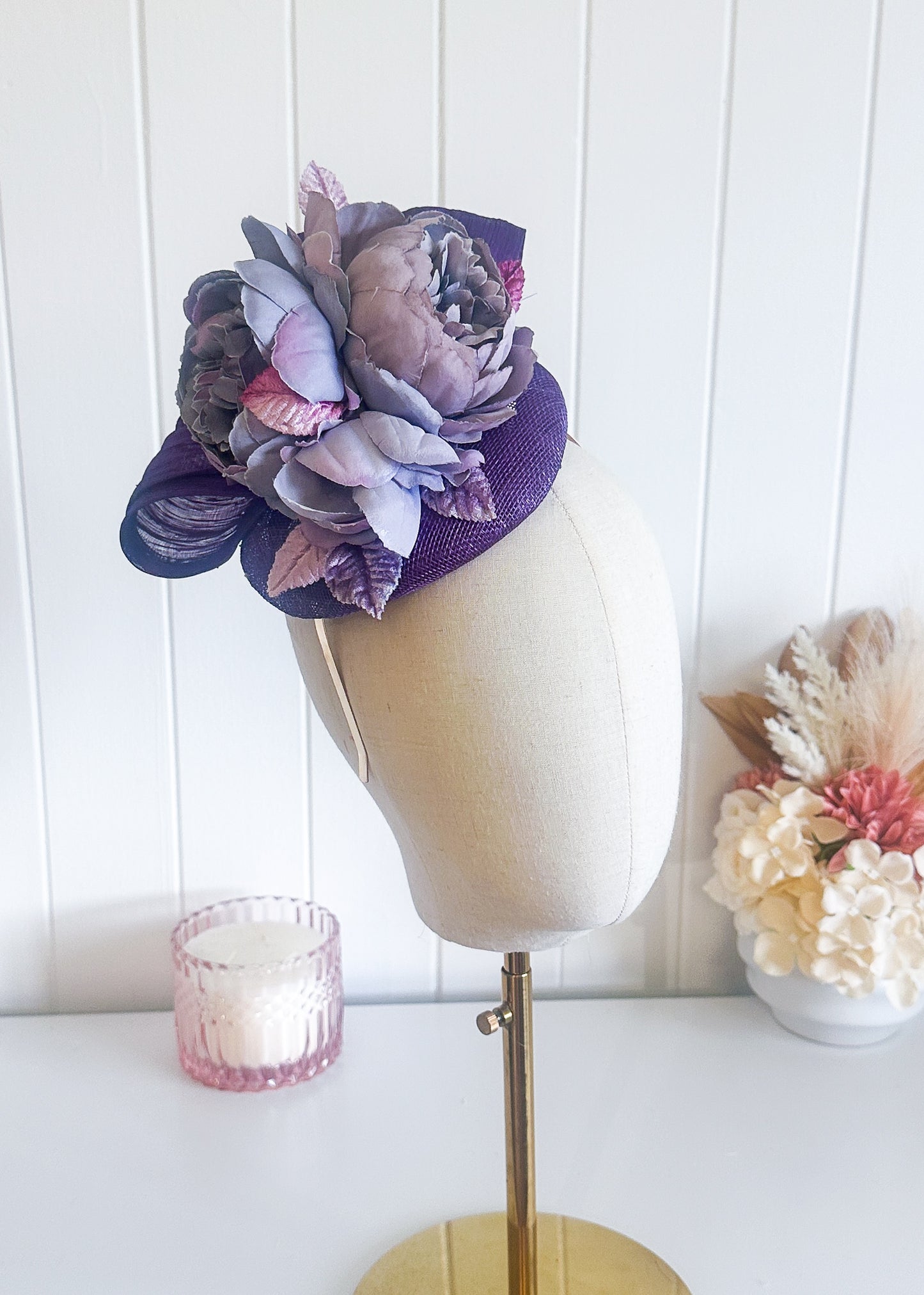 "Leonie" Purple & Lilac Fascinator