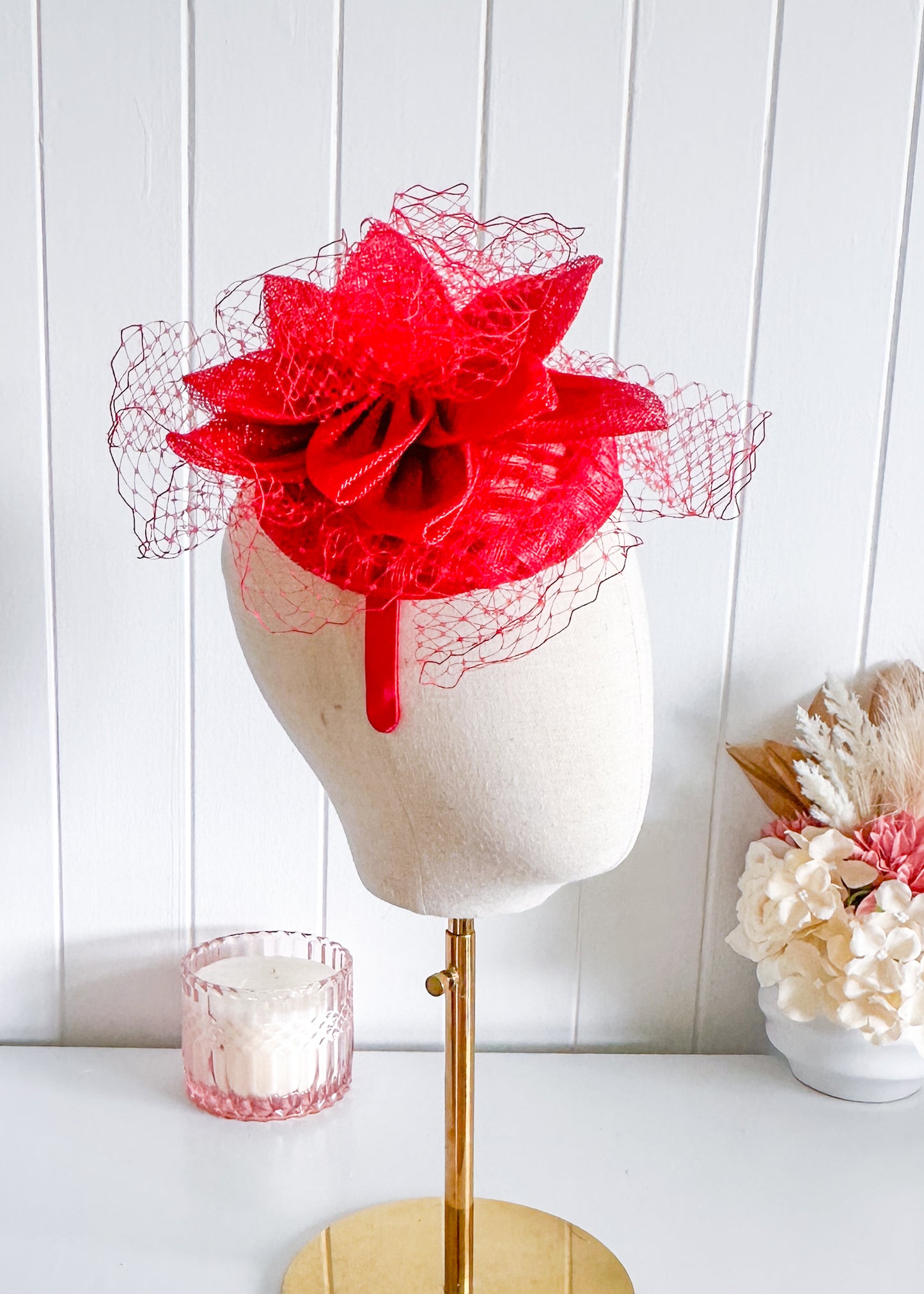 "Imelda" Red Fascinator