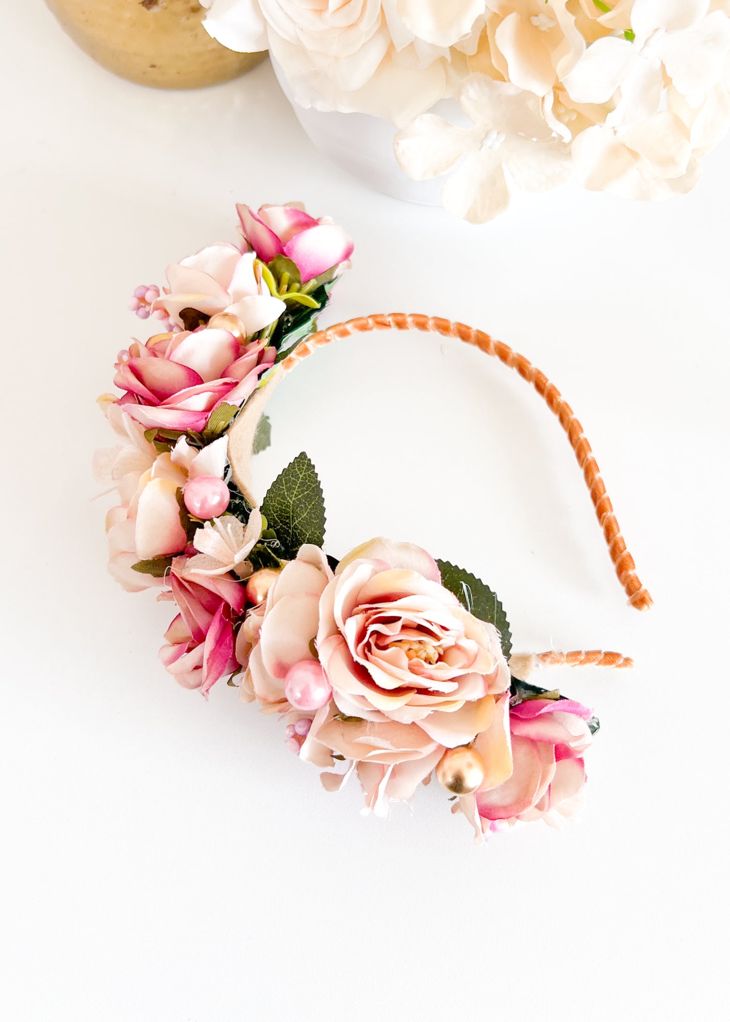 'Eleanor" Pink Floral Headpiece