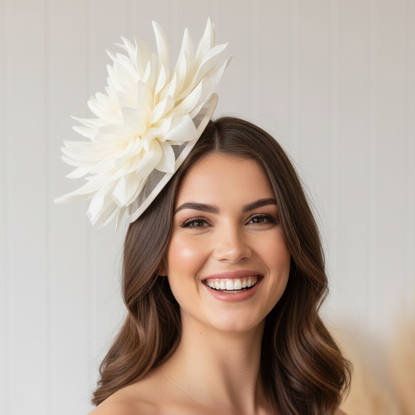 “Helda" Cream Fascinator