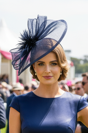 “Quinn” Navy Fascinator