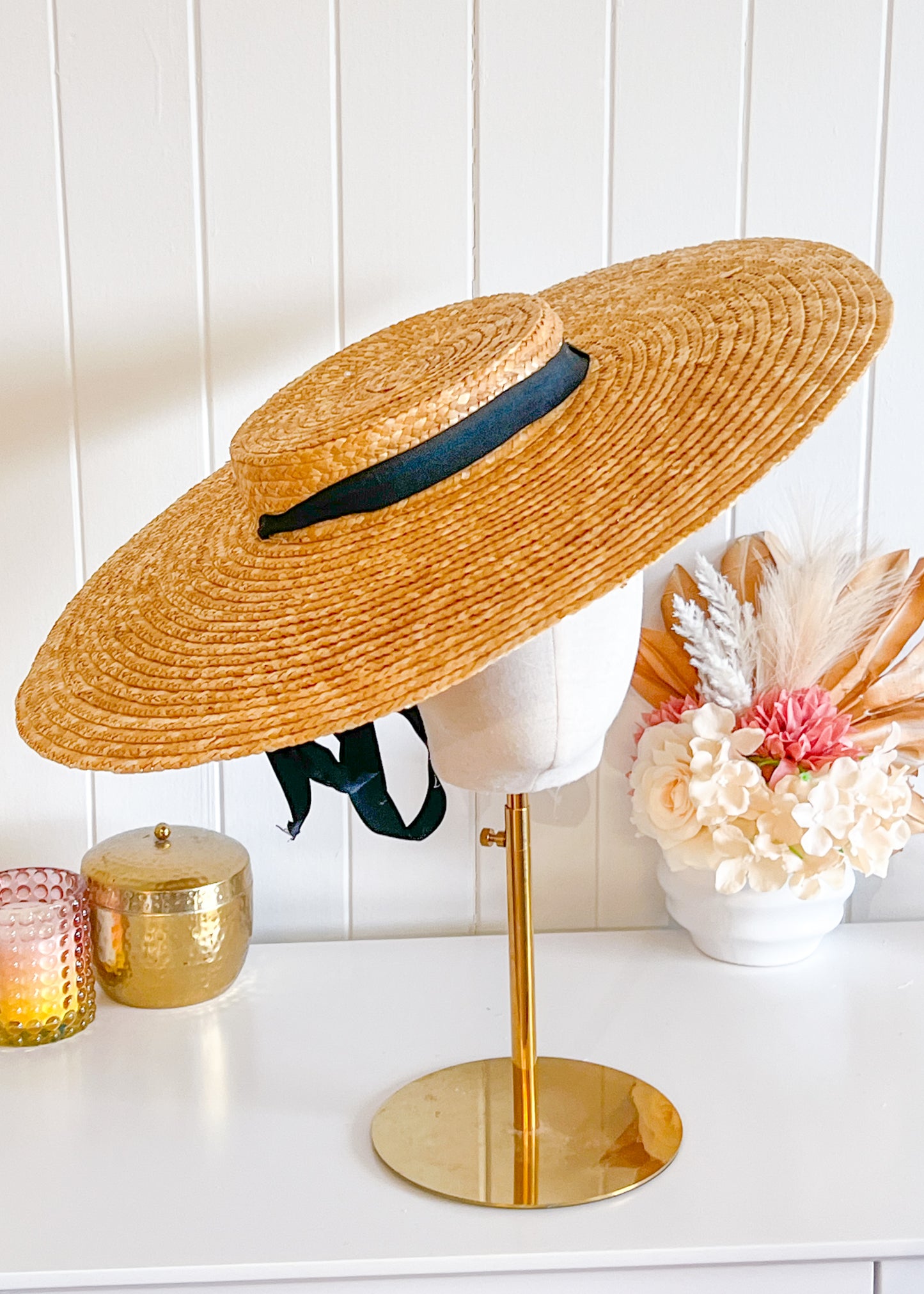 Extra Wide Straw Boater Hat
