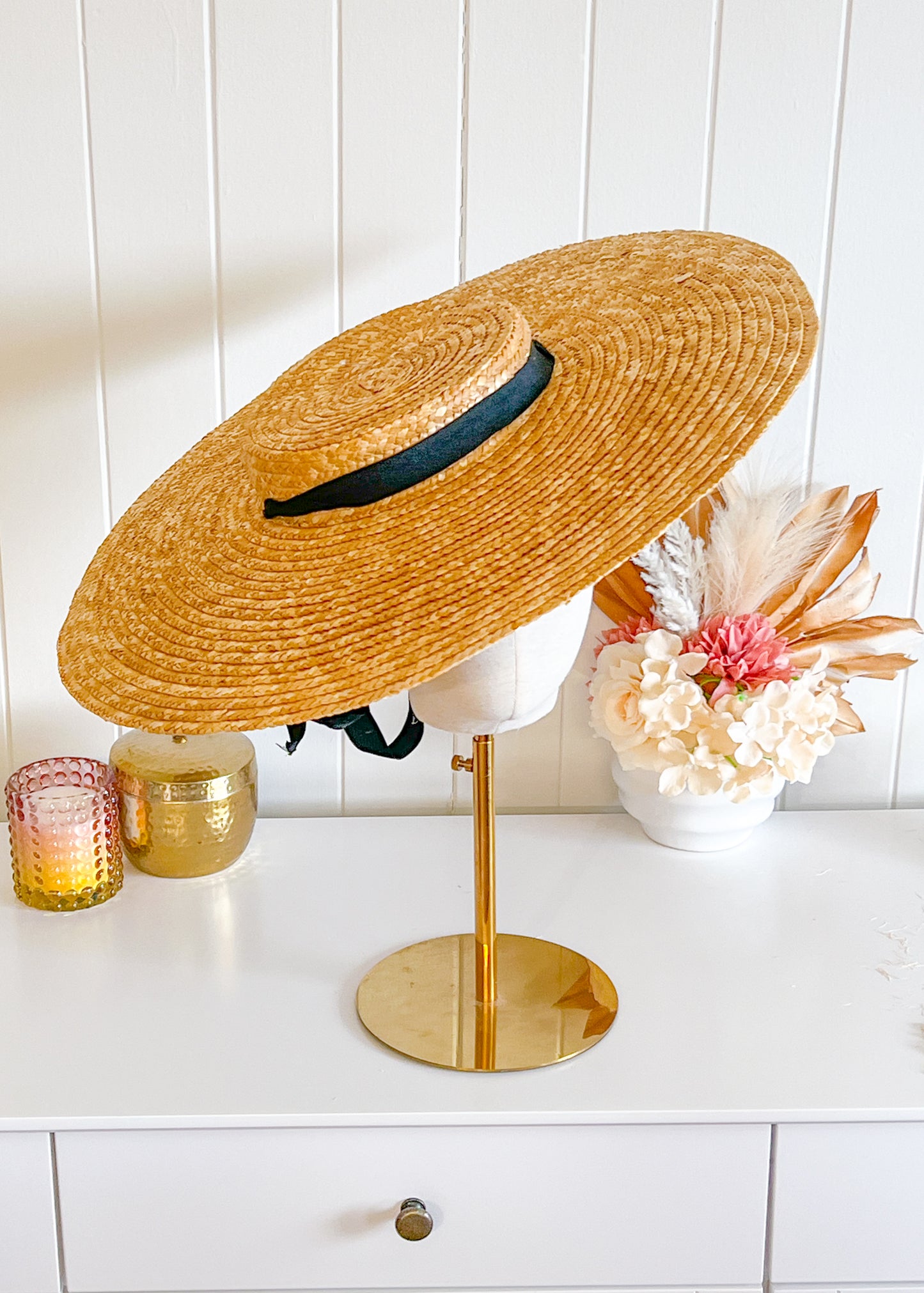 Extra Wide Straw Boater Hat
